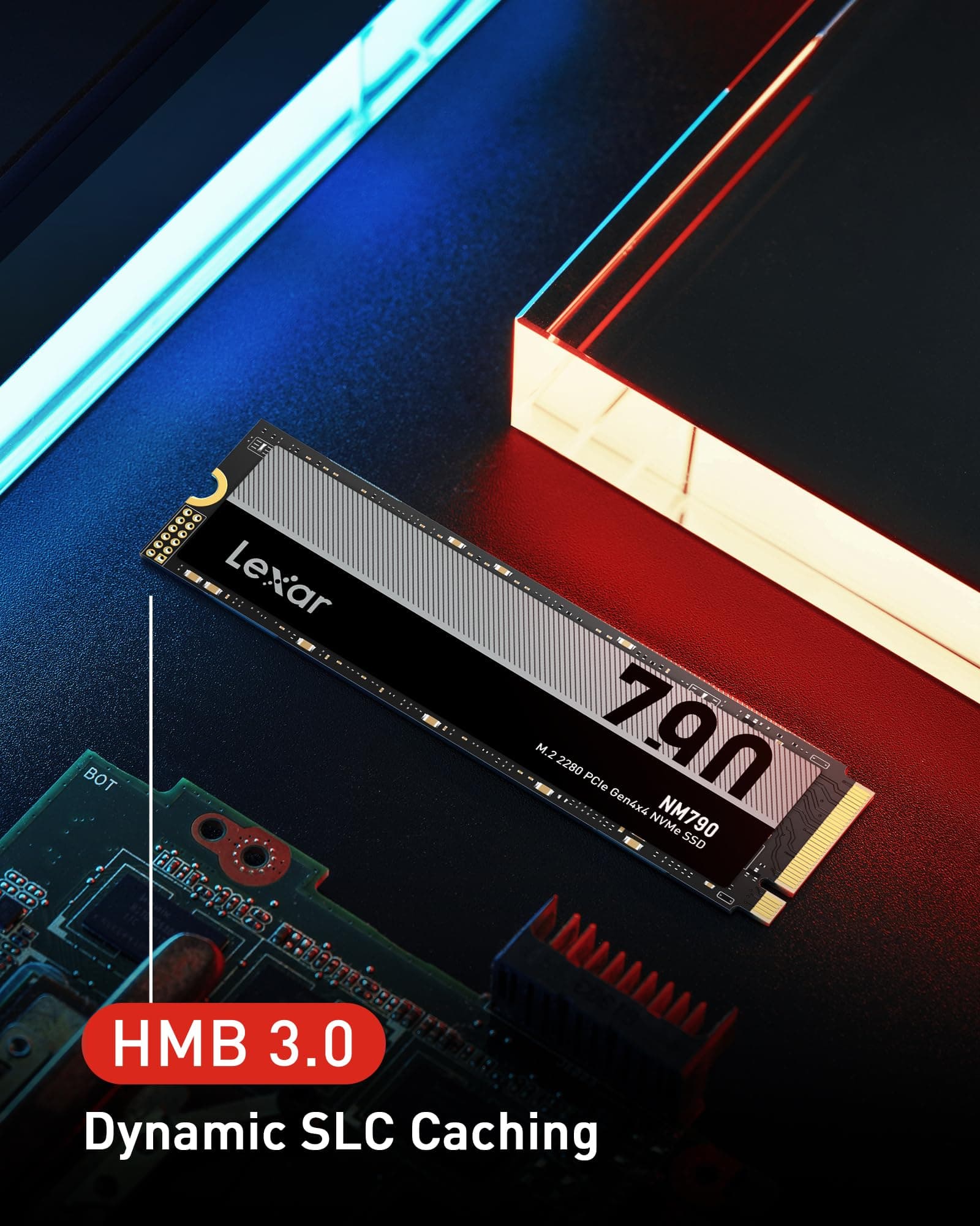 Lexar NM790 2TB Interne SSD, M.2 2280 PCIe Gen4x4 NVMe 1.4 , Bis zu 7400MB/s Lesen, 6500MB/s Schreiben, Solid-State-Laufwerk für PS5, PC, Laptop und Gamer (LNM790X002T-RNNNG) Bild 7