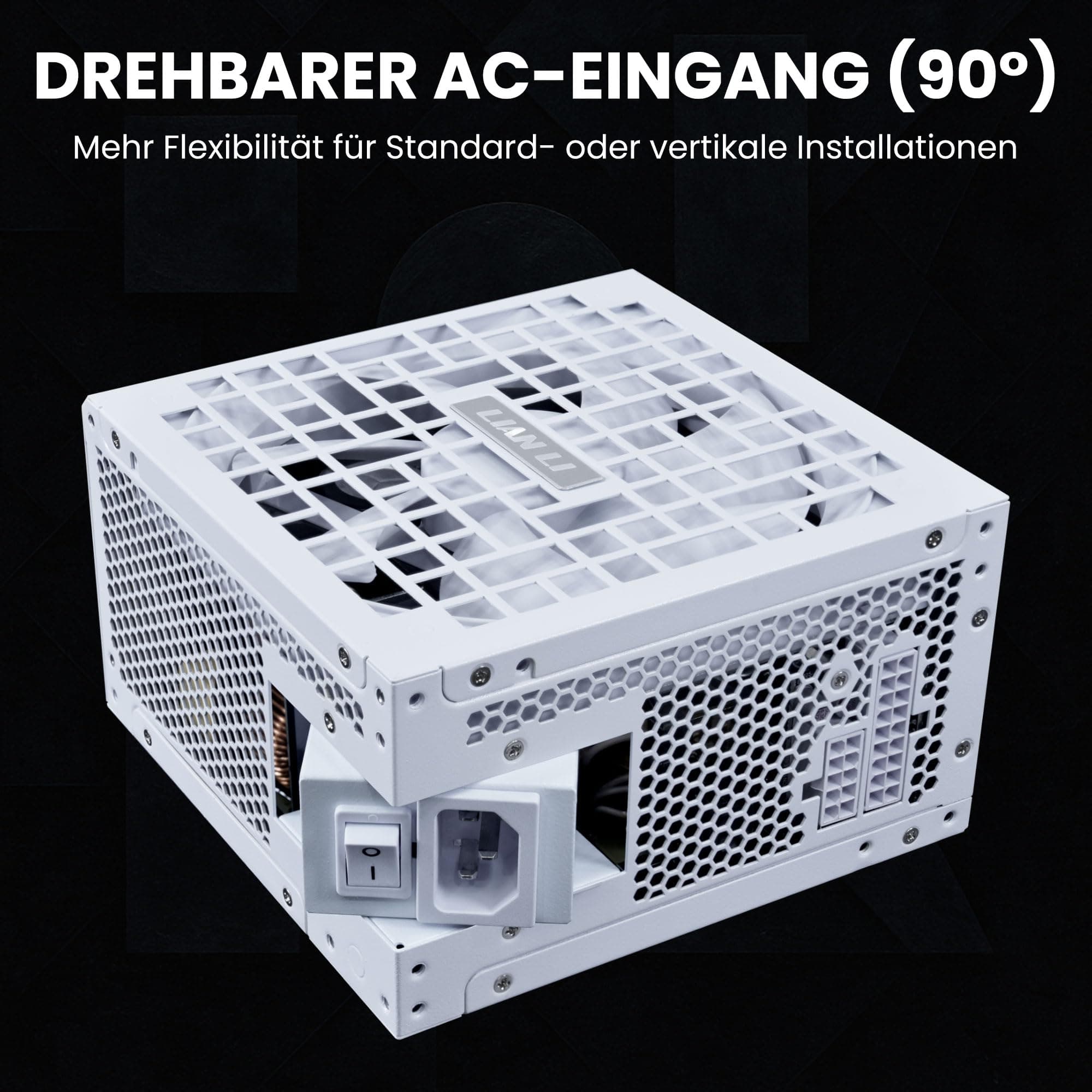 Lian Li RS Series Netzteil – 1.000 W Weiß | 80 Plus Gold Effizienz, ATX 3.1, Vollmodular, Drehbarer AC-Anschluss, Modernes Leises Gaming-PC PSU 1000W weiß (ohne RSHub) Bild 7