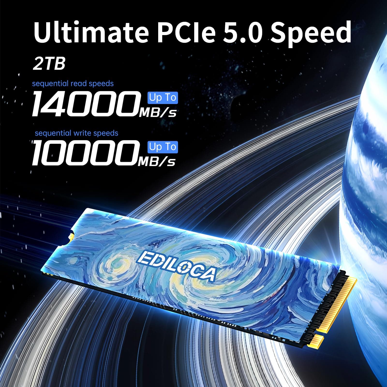 Ediloca EN1400 PRO NVMe M.2 SSD 2TB, PCIe 5.0, 14,000 MB/s Read, 1,0000 MB/s Write,1400TBW (Written terabytes), Internal SSD for Gaming, Video Editing and AI Bild 4