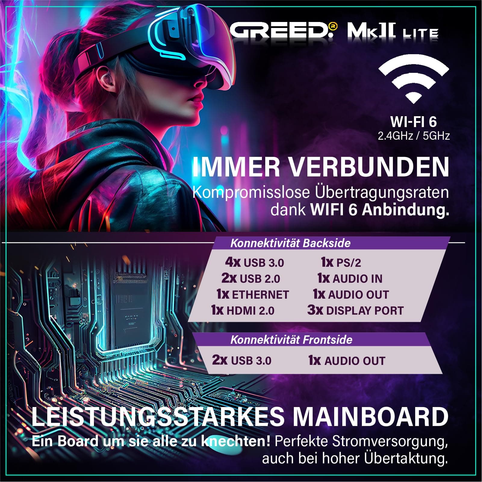 Greed® MK2 Lite - Entry Gaming PC mit Intel Core i5 10400F + Nvidia Geforce RTX 3050 - Ultra Schneller RGB Computer + 4K Raytracing Rechner mit 4,30 GHZ - 16 GB DDR4 RAM - 512 GB SSD - WLAN + W11 Pro MK2 LITE | Entry INTEL 16GB Bild 6