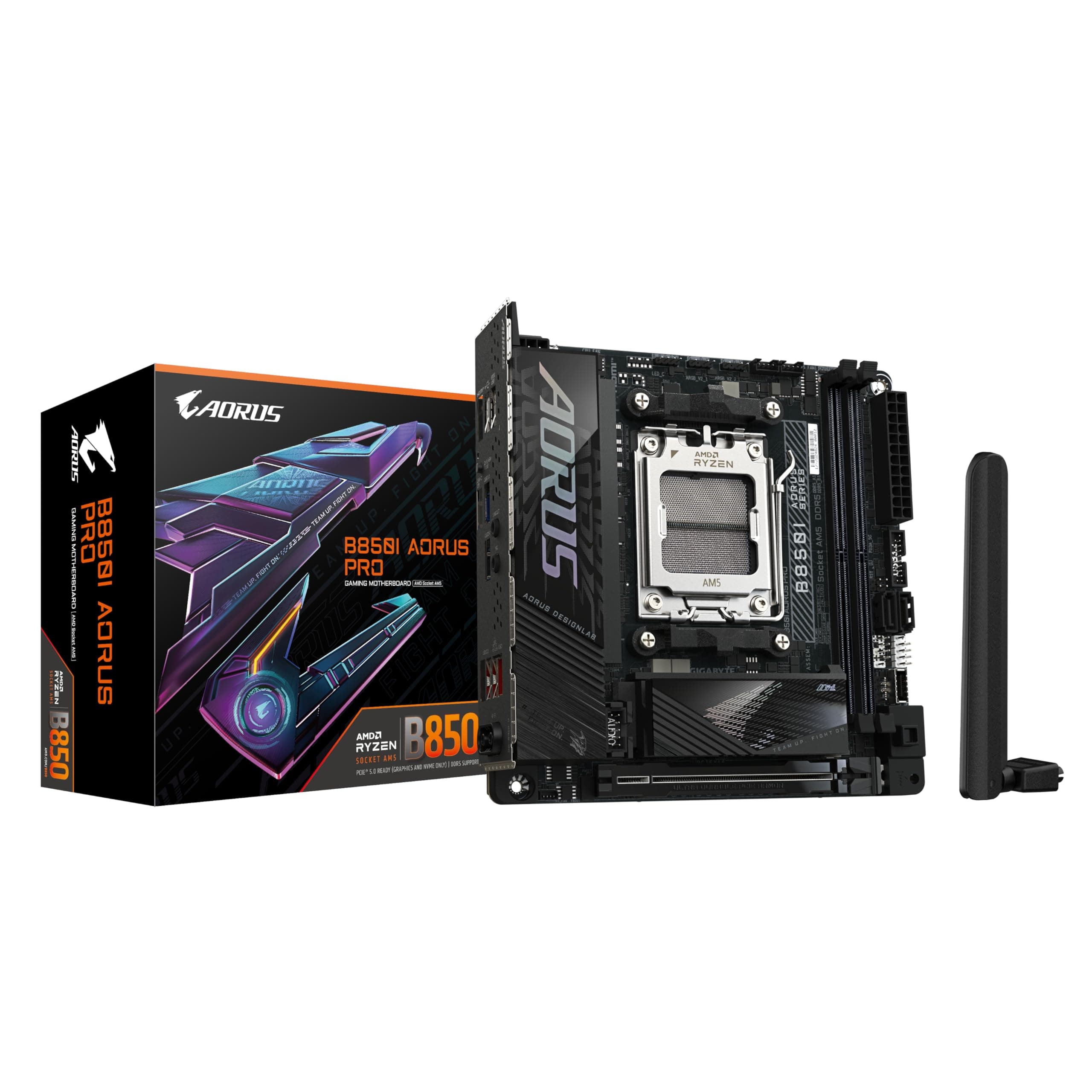 GIGABYTE B850I AORUS PRO Motherboard - Unterstützt AMD Ryzen 9000 Serie CPUs, 8+2+1 Phasen Digital-VRM, bis zu 8400MHz DDR5 (OC), 1xPCIe 5.0 + 1xPCIe 4.0 M.2, 2.5LAN, WiFi 7, USB 3.2 Gen 2 Bild 2