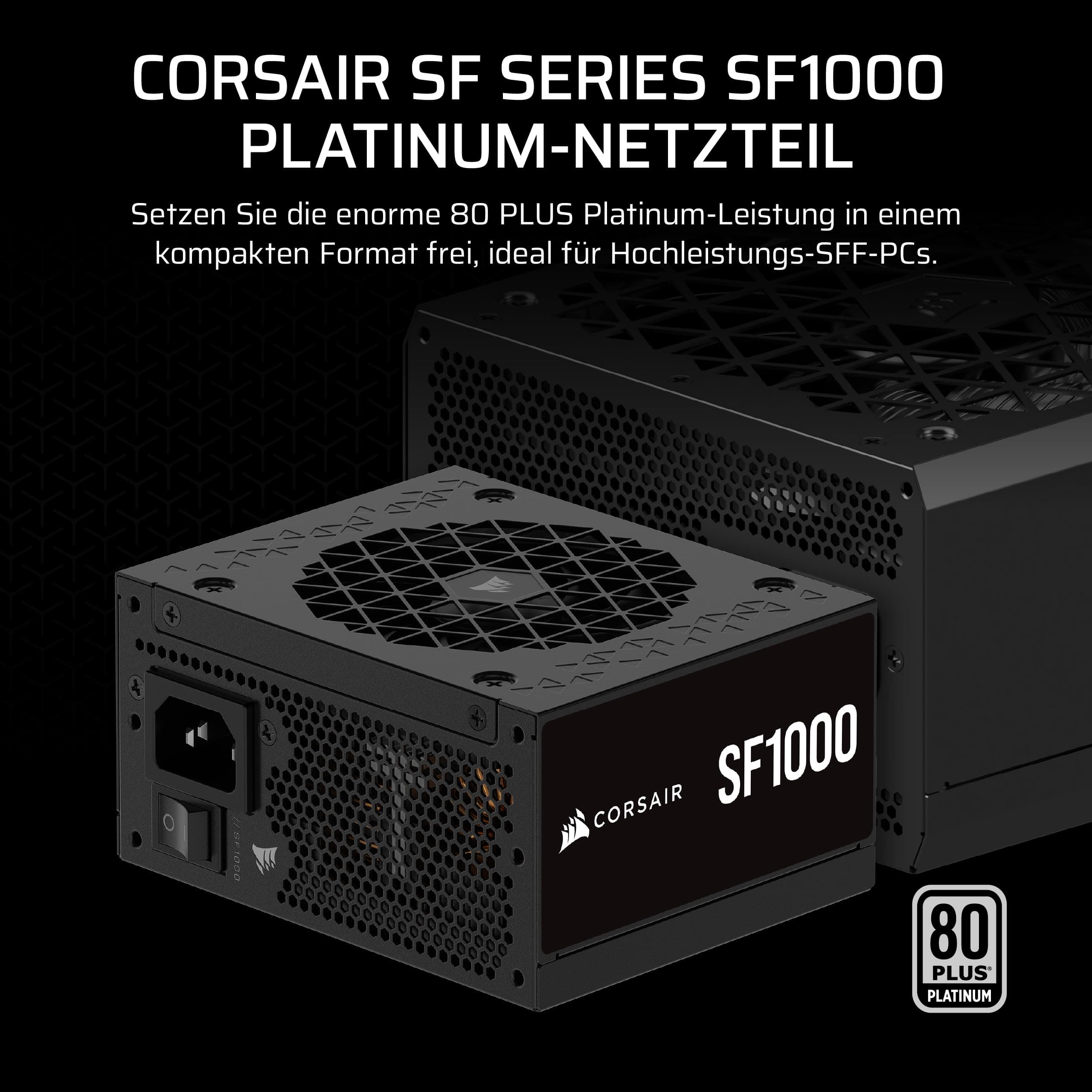 CORSAIR SF1000 (2024) Vollständig Modulares Geräuscharmes 80 Plus Platinum ATX-Netzteil – ATX 3.1-Kompatibel – PCIe 5.1-Fähig – SFX-to-ATX-Halterung im Lieferumfang Enthalten – Schwarz 1000 Watt Bild 3