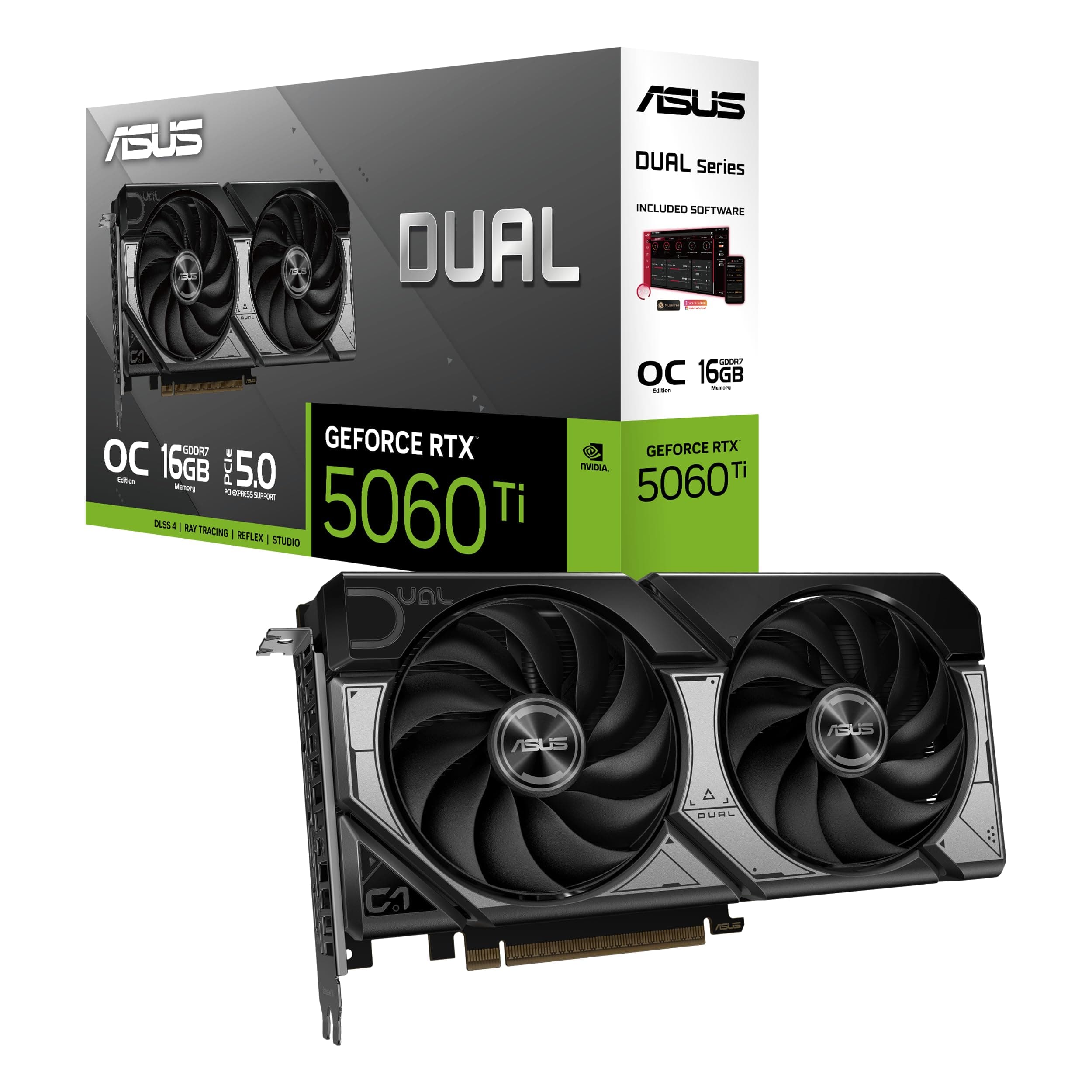 ASUS Dual GeForce RTX 5060 Ti 16GB GDDR7 OC Edition Gaming Grafikkarte (Nvidia GeForce RTX5060Ti DLSS 4, 2,5-Slot Design, PCIe 5.0, 3X DisplayPort 2.1b, 1x HDMI 2.1b) Bild 2