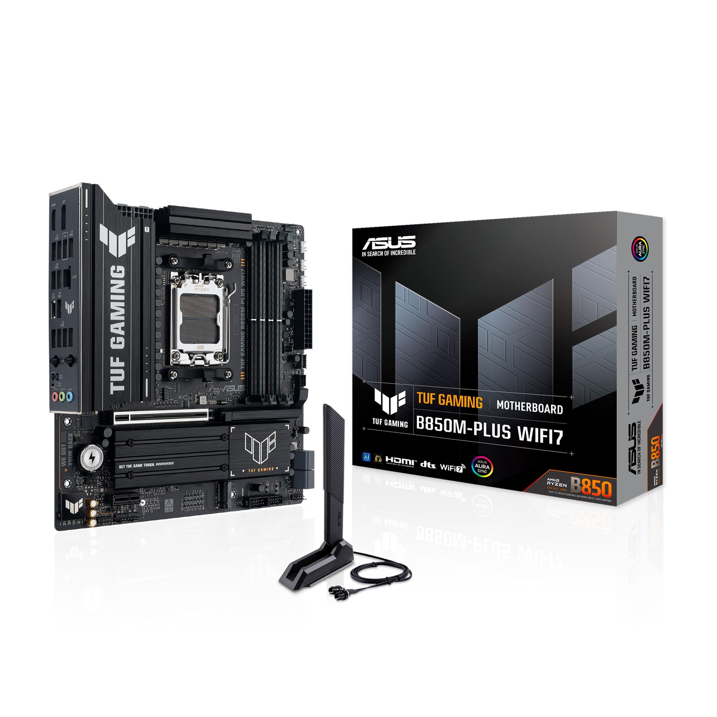 ASUS TUF Gaming B850M-PLUS WIFI7 Mainboard Sockel AMD AM5 (Micro-ATX, DDR5, PCIe 5.0, 3X M.2 Slots, Realtek 2.5Gb Ethernet, Rear USB 20Gbps Typ-C, Front USB 10Gbps Typ-C) Bild 2