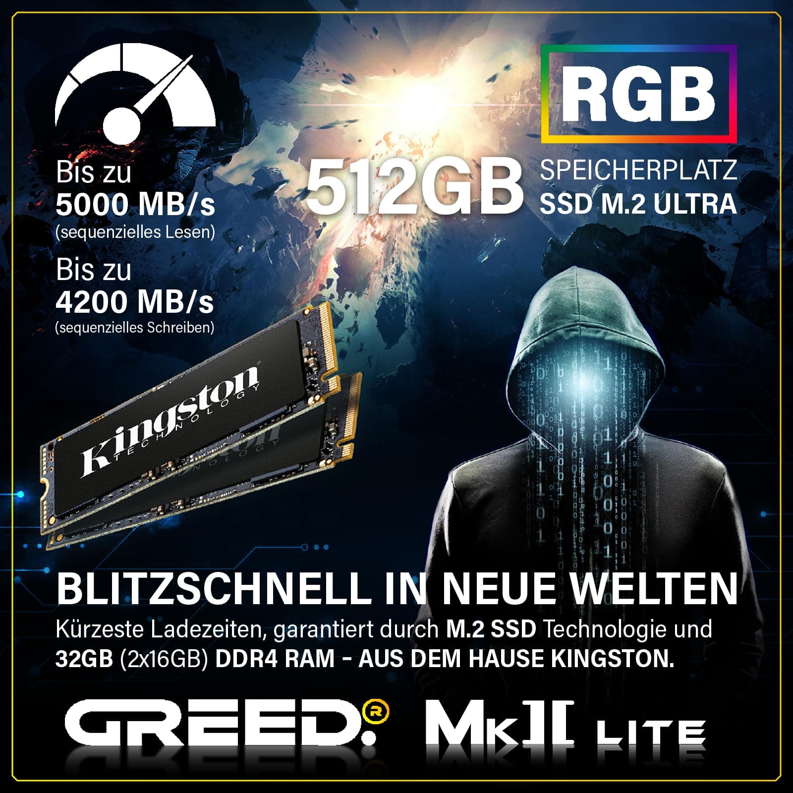 Greed® MK2 Lite - Entry Gaming PC mit Intel Core i5 10400F + Nvidia Geforce RTX 3050 - Ultra Schneller RGB Computer + 4K Raytracing Rechner mit 4,30 GHZ - 32 GB DDR4 RAM - 512 GB SSD - WLAN + W11 Pro MK2 LITE | Entry INTEL 32GB Bild 5