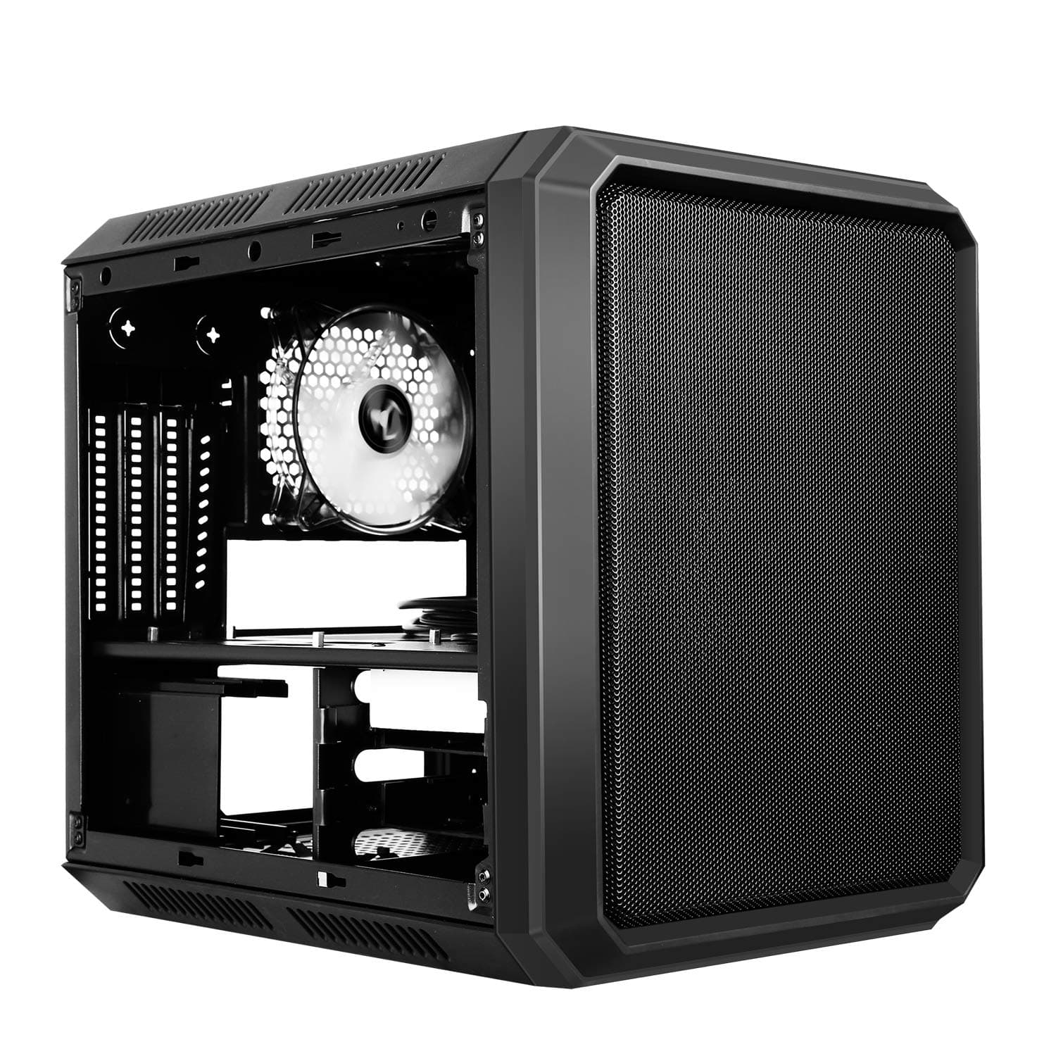 iTek Case QBO 8 EVO Micro ATX, USB3, 200+120mm ARGB Fan, Card Reader, 3X Trasp Window Schwarz Bild 7