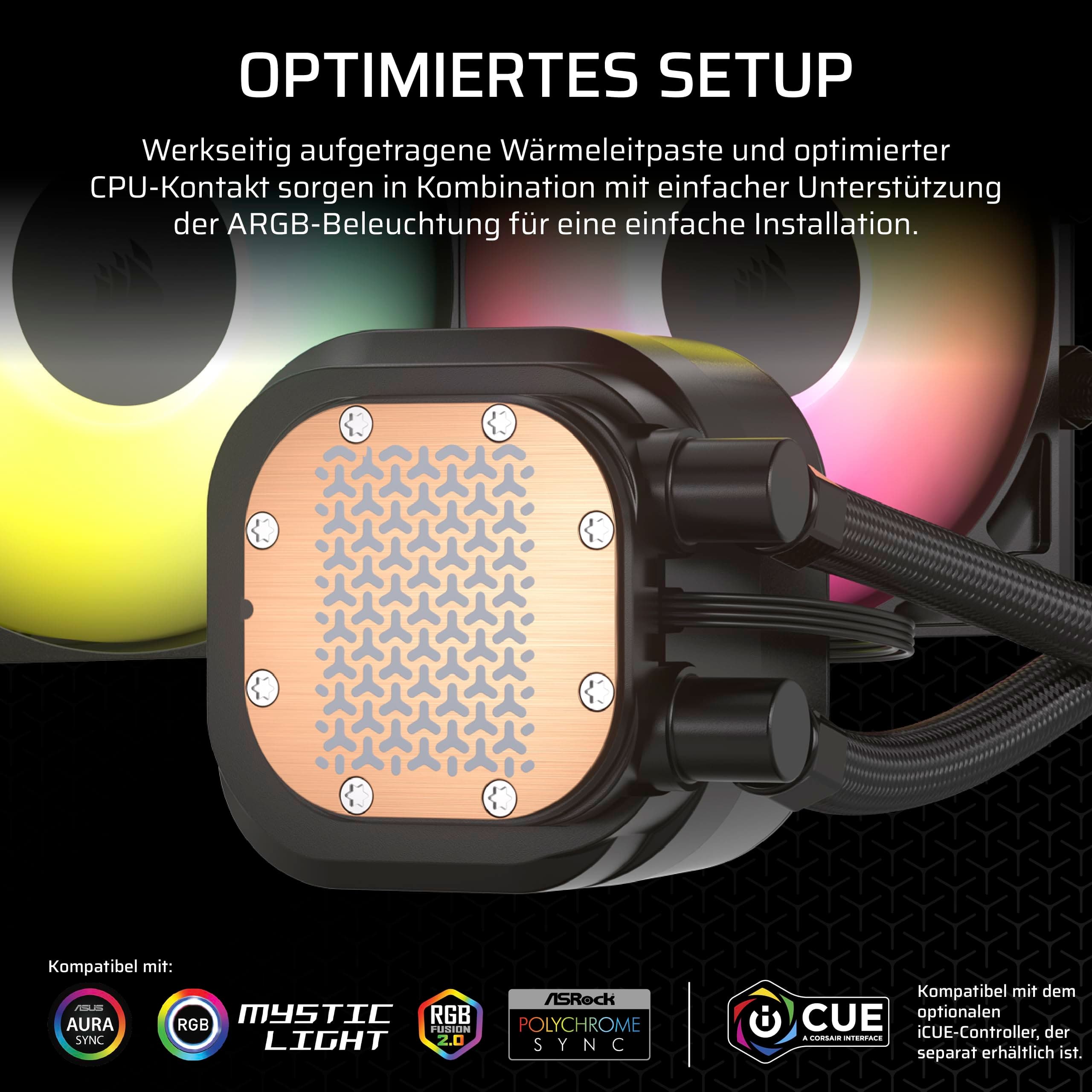 Corsair Nautilus 240 RS ARGB CPU-Flüssigkeitskühler – 240mm AIO – Geräuscharm – Direkter Mainboard-Anschluss – Intel LGA 1851/1700, AMD AM5/AM4 – 2X RS120 ARGB-Ventilatoren Inbegriffen – Schwarz Bild 5