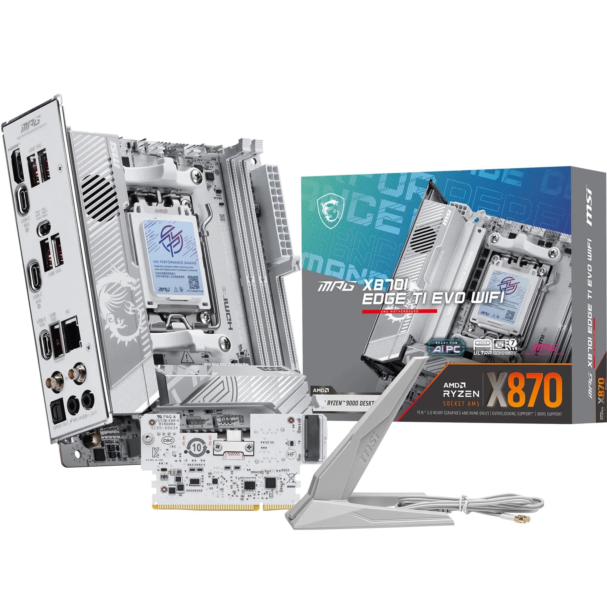 MSI MPG X870I Edge TI EVO WiFi Mainboard, ATX - Unterstützt AMD Ryzen 9000/8000 / 7000 Prozessoren, AM5-110A SPS VRM, DDR5 Memory Boost 8200+MT/s (OC), PCIe 5.0 x16, M.2 Gen5, Wi-Fi 7, 5G LAN Bild 2