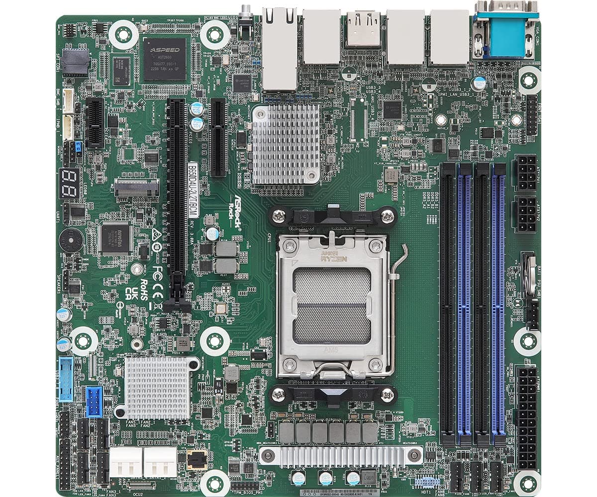 AsRock Rack B650D4U-2L2T/BCM Micro-ATX Server Motherboard Single Socket AMD Ryzen 7000 Series Prozessoren (LGA 1718) B650E PCIe 5.0 Dual 10G LAN
