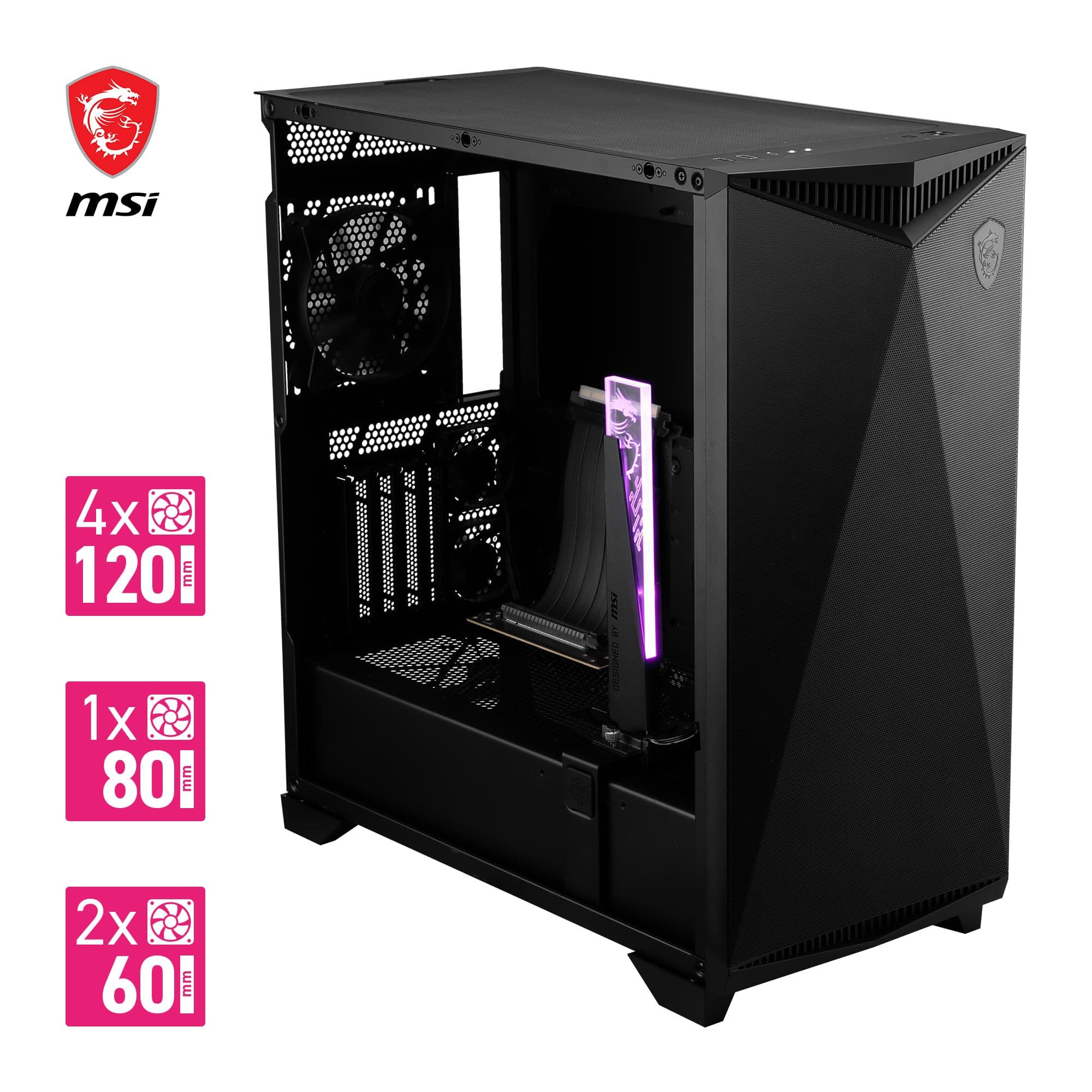 MSI MPG GUNGNIR 300P Airflow Mid-Tower PC Gehäuse - verbesserter Luftstrom für die SSD, E-ATX Unterstützung, Grafikkartenständer, Staubfilter, Kabelführung, USB 3.2 Gen 2x2 Type-C Bild 3