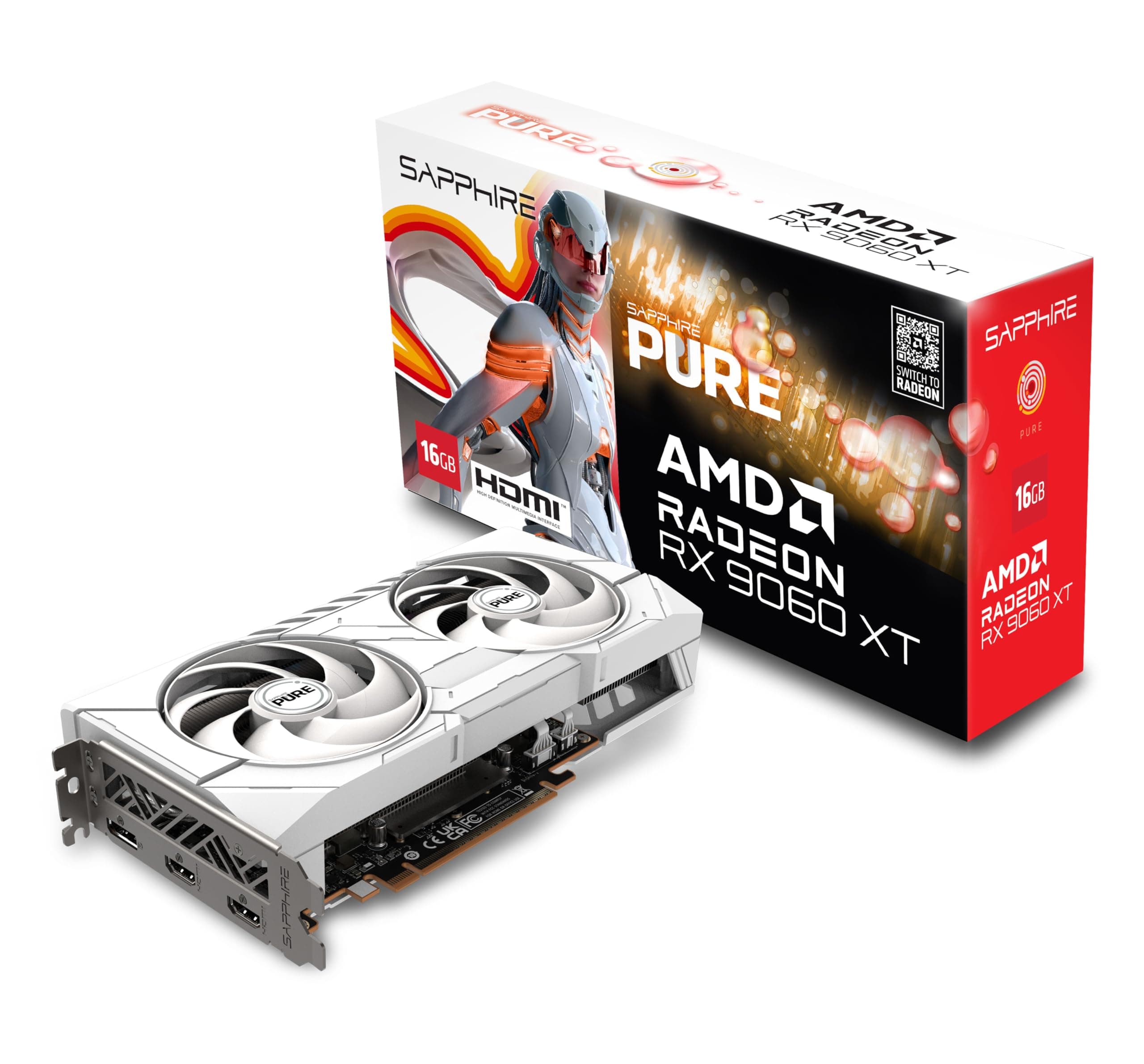 Sapphire Technology Carte Graphique AMD Radeon RX 9060 XT Gaming OC Pure 16GB Double HDMI-DP Bild 2