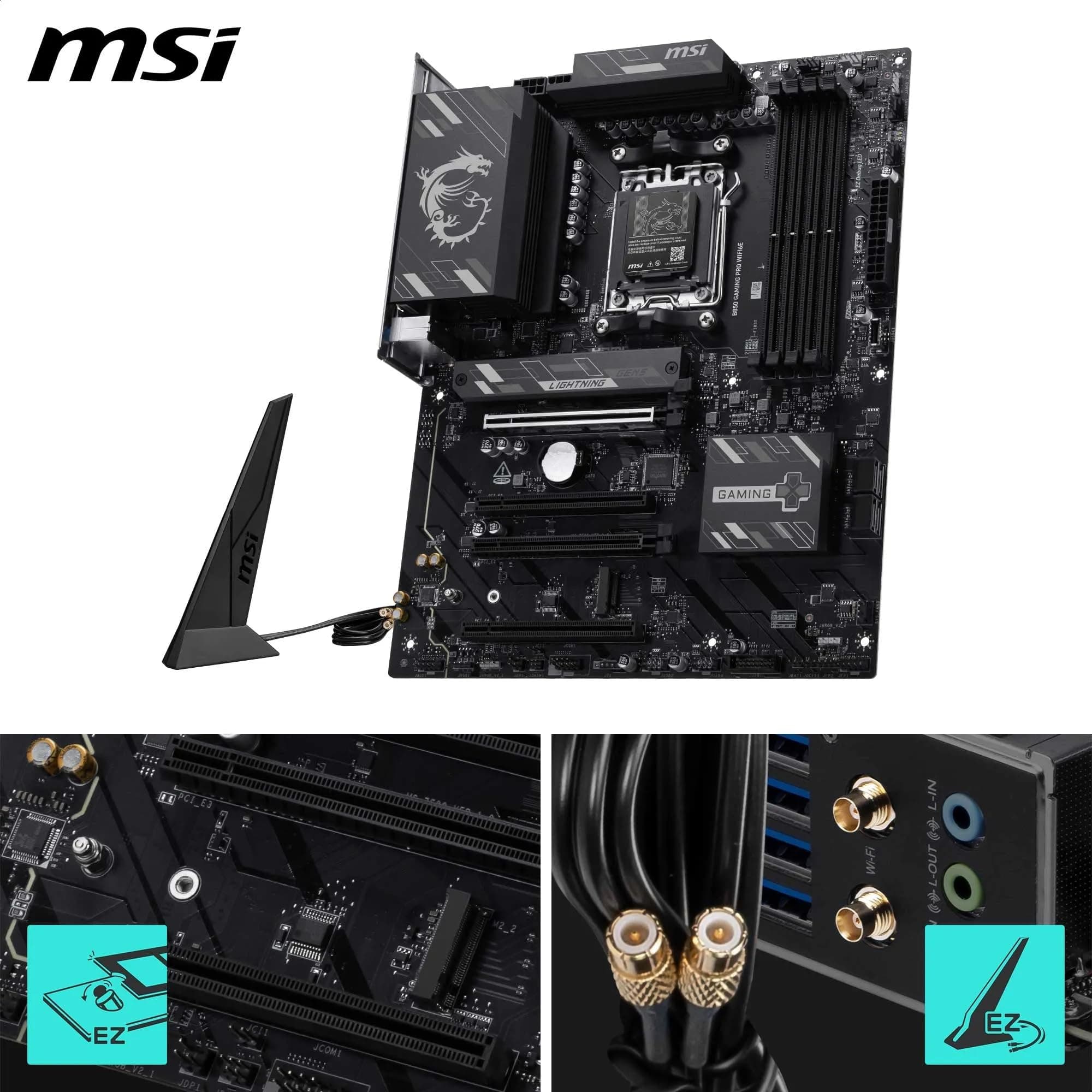 MSI B850 Gaming PRO WIFI6E Mainboard, ATX - Unterstützt AMD Ryzen 9000/8000 / 7000 Prozessoren, AM5 - DDR5 Memory Boost 8200+ MT/s (OC), PCIe 4.0 x16, M.2 Gen5, Wi-Fi 6E, 2.5G LAN Bild 5