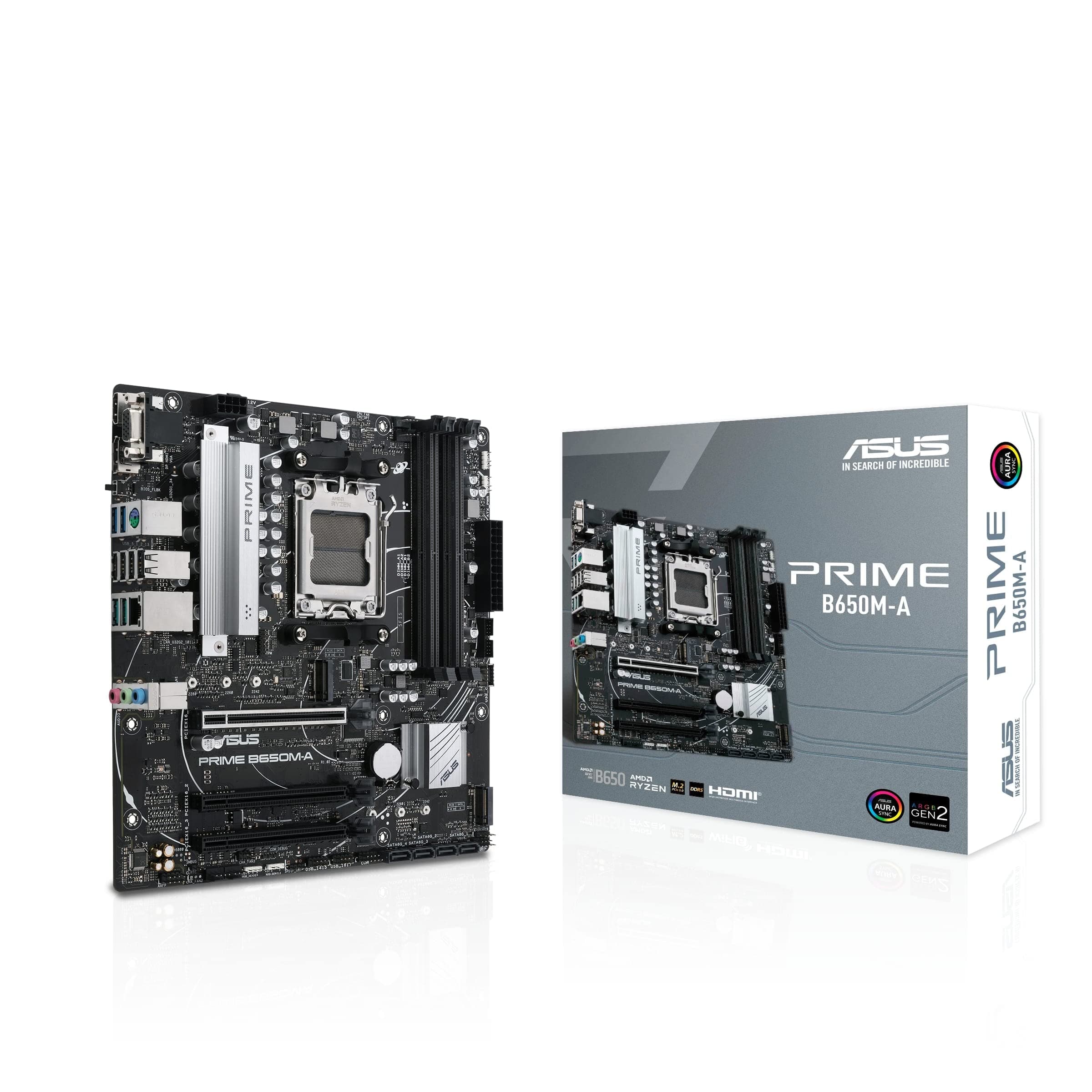 ASUS Prime B650M-A CSM Mainboard Sockel AMD AM5 (Ryzen 7000,micro-ATX,DDR5 Speicher,PCIe 5.0,WiFi 2.5G Ethernet,BIOS Flashback,USB 3.2 Gen 2,Aura Sync), 90MB1C10-M0EAYC Bild 2