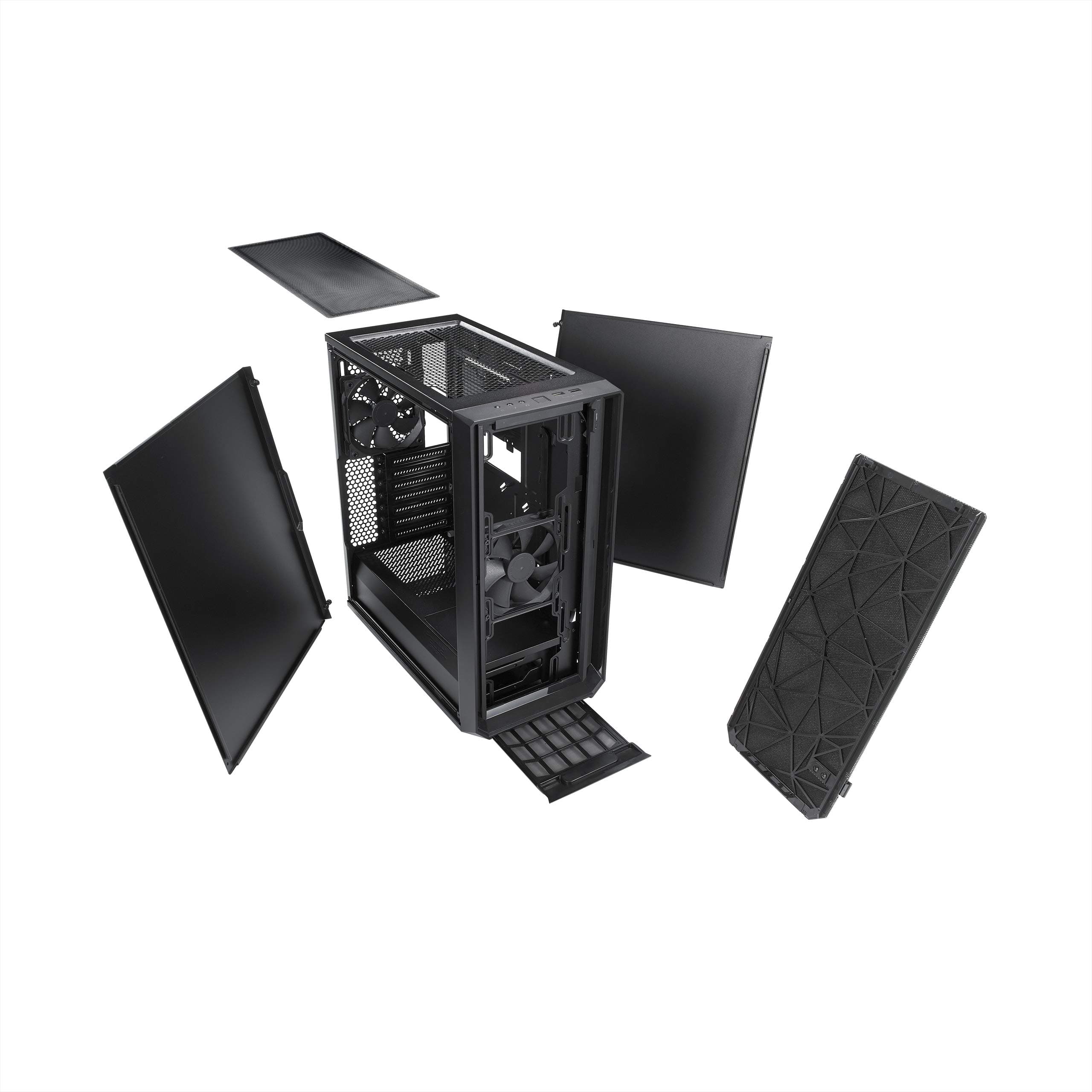 Fractal Design Meshify C - Compact Mid Tower Computer Case - Open ATX Layout- High Performance Airflow/Cooling - 2x Fans included - PSU Shroud - Modular interior - Water-cooling ready - USB3.0 - Black Black Solid Side Panel Bild 7