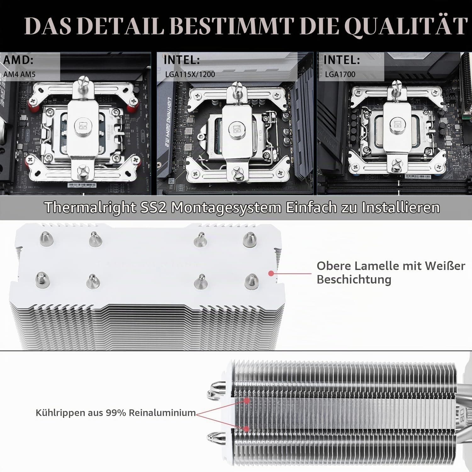 Thermalright Assassin X 120 SE Weiß CPU Luftkühler, 4 Heat Pipes, TL-C12CW PWM Leise Fan CPU Kühler mit S-FDB Lager, Für AMD AM4 AM5/Intel LGA1700/1150/1151/1155/1156/1200 Bild 5