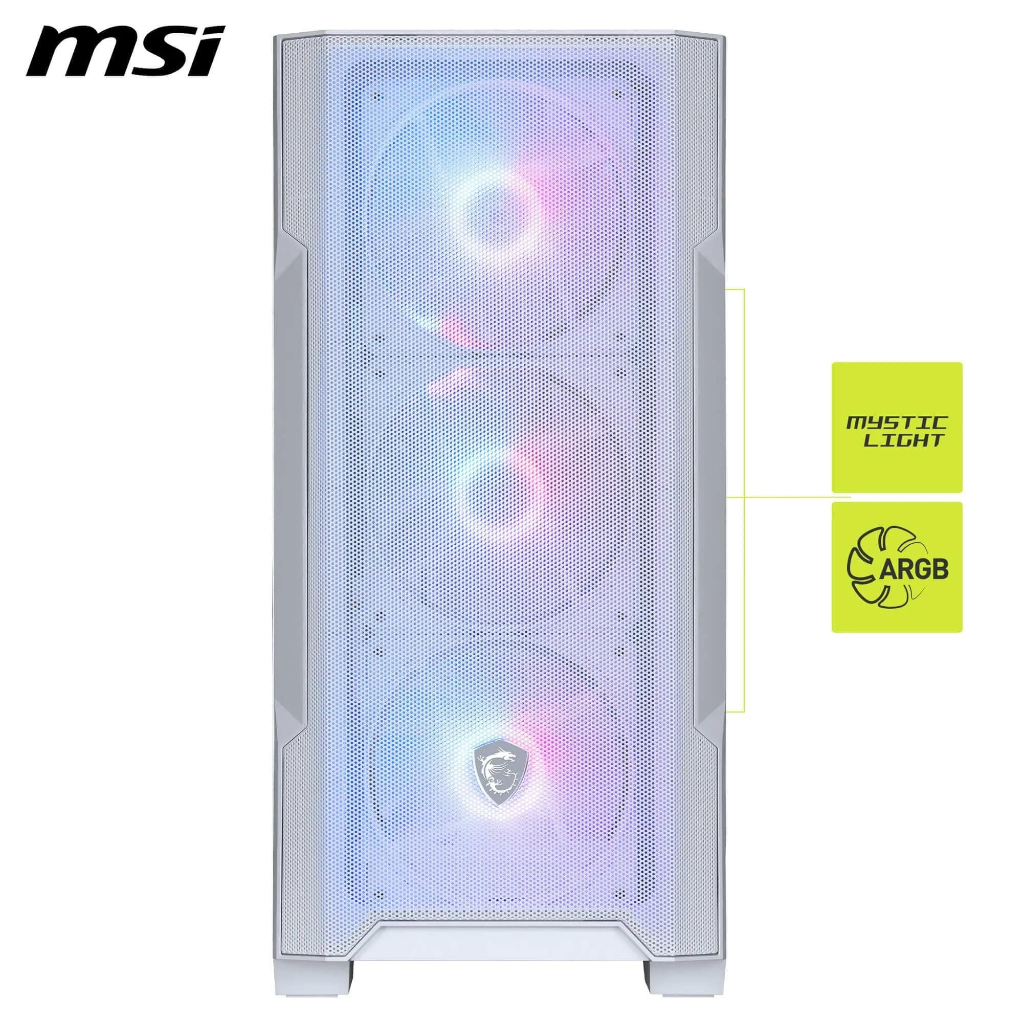 MSI MAG PANO M110R White - Mini-Tower-Gaming-PC-Gehäuse - Unterstützt GPUs mit Einer Länge von bis zu 410 mm, herausnehmbare Staubfilter, USB 20Gbps (Typ-C), Unterstützung für ATX- und mATX Bild 3