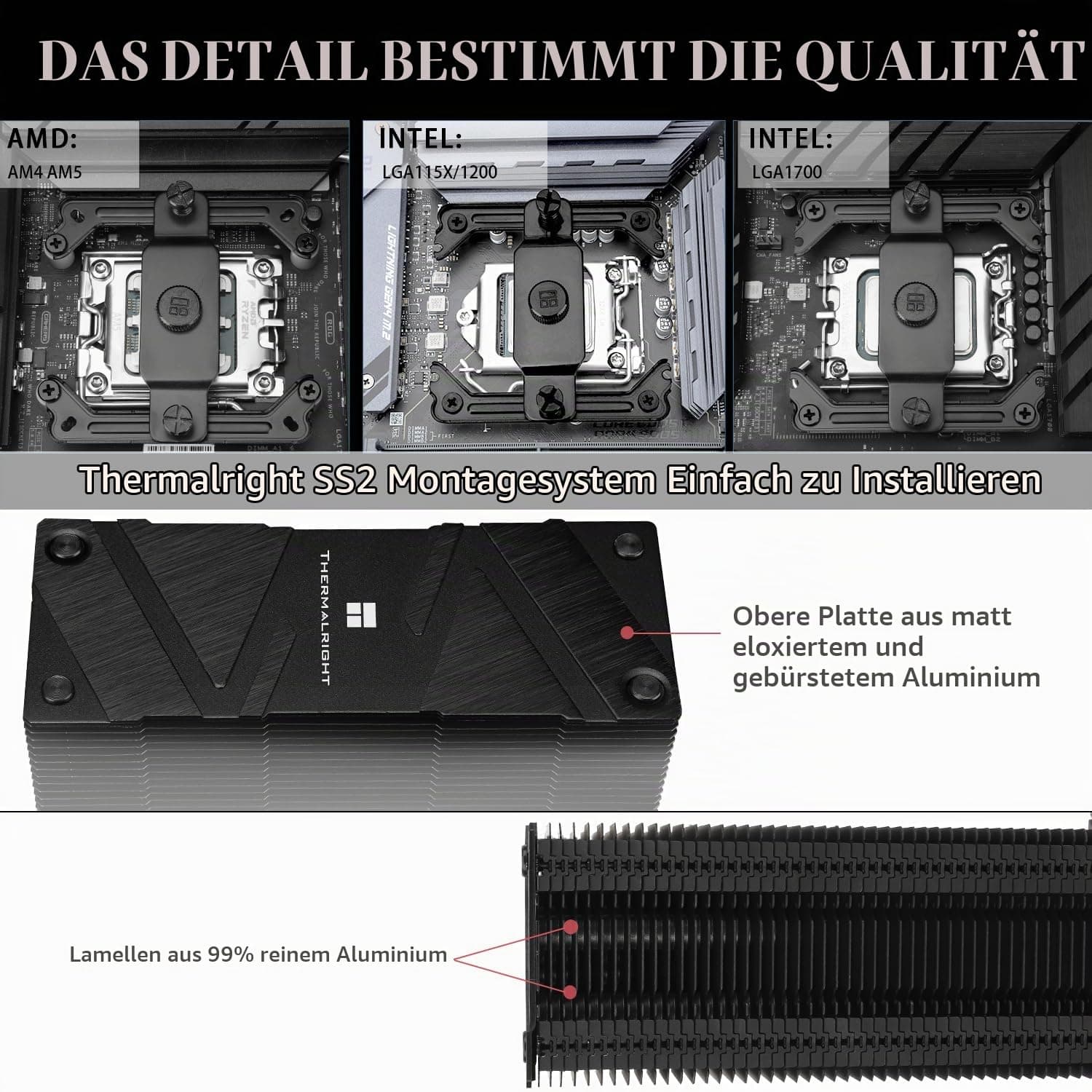 Thermalright Assassin Spirit 120 EVO DARK CPU-Kühler, 4 Heatpipes, 12cm PWM Quiet Fan CPU Luftkühler,1850 U/min Geschwindigkeit,Schwarzer Spitzenkühler,Unterstützung AMD AM4 AM5 & Intel 1700/1150/1200 AS120 EVO DARK Bild 3