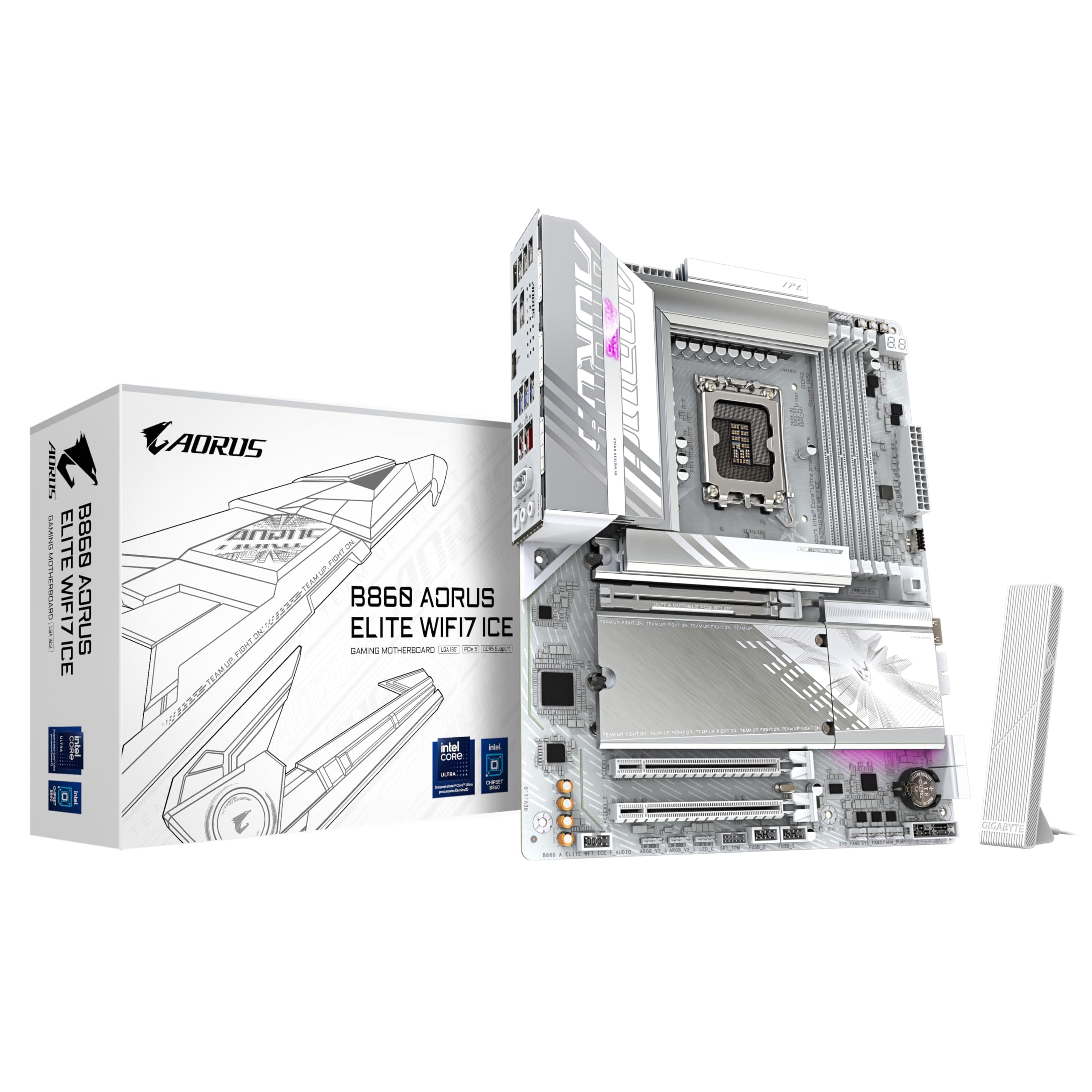 GIGABYTE B860 AORUS Elite WIFI7 Ice Mainboard - Intel Core Ultra CPUs, 14+1+2+1 Phasen VRM, bis zu 9200MHz DDR5, 1xPCIe 5.0 + 2xPCIe 4.0 M.2, 2,5 GbE LAN, WiFi 7, USB 4 Bild 2