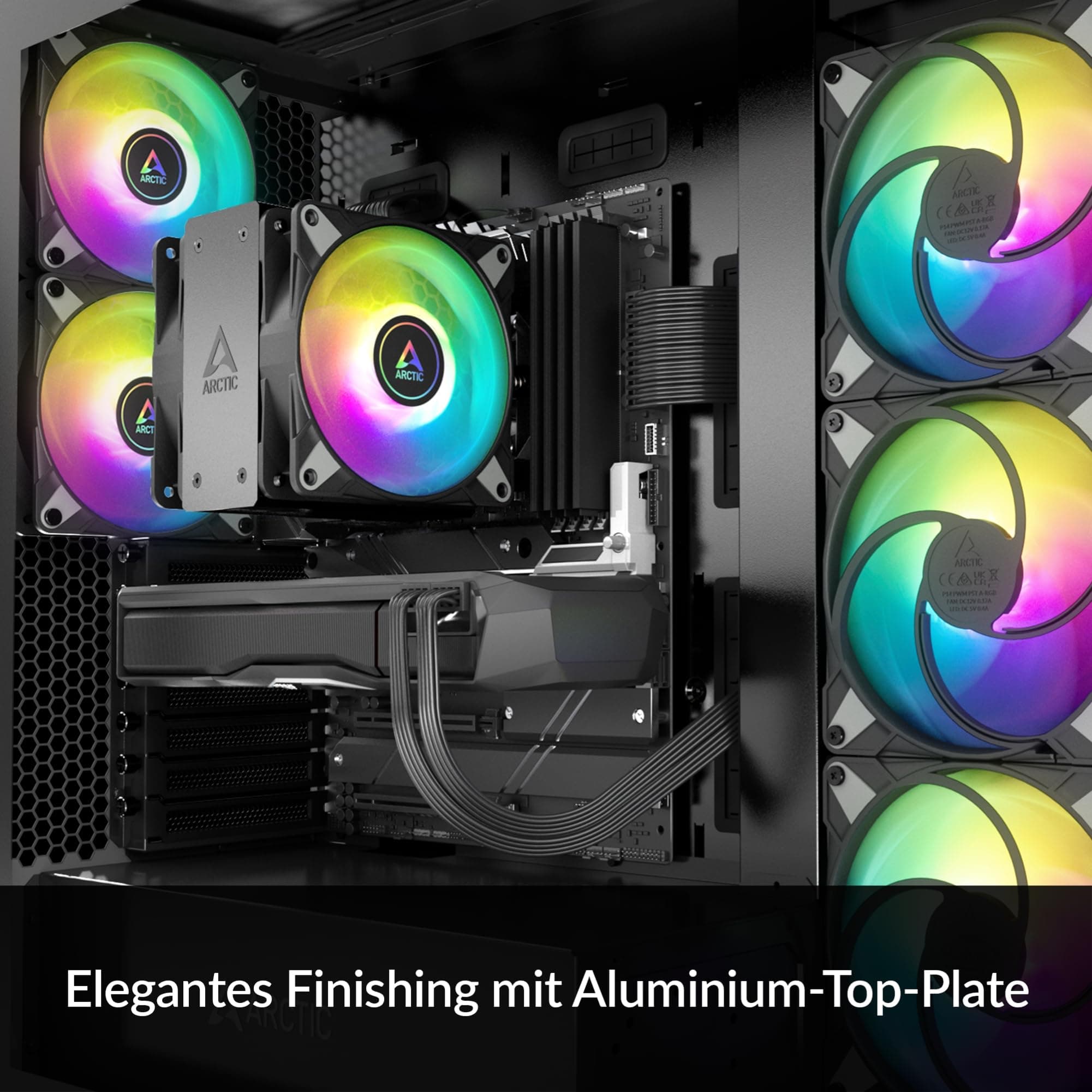 ARCTIC Freezer 36 A-RGB - CPU Kühler mit Push-Pull & ARGB Beleuchtung für Intel & AMD, Single-Tower, 2 druckoptimierte 120 mm P-Lüfter, 200–2000 rpm, Hydrodynamisches Gleitlager, inkl. MX-6 - Schwarz Bild 3