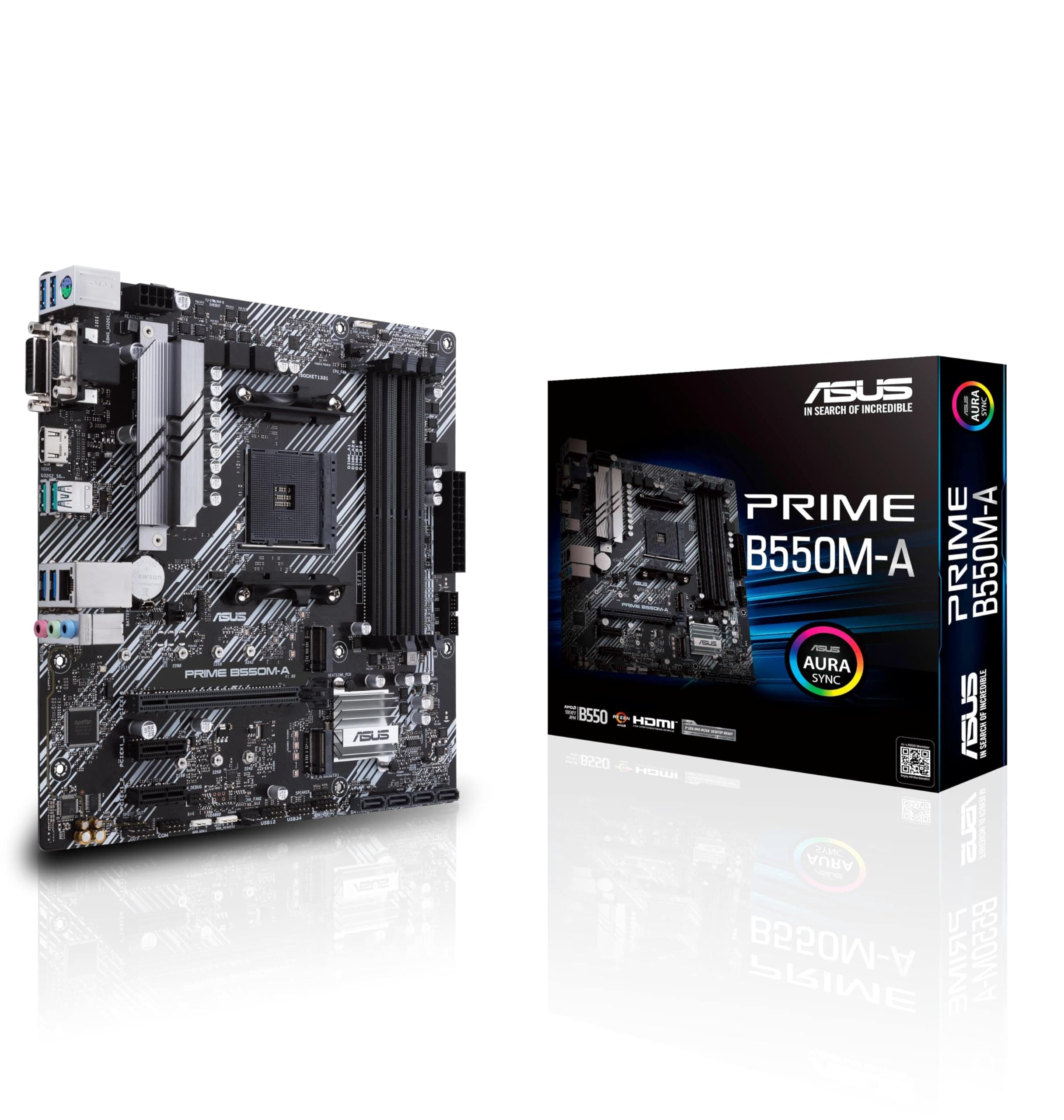 ASUS Prime B550M-A Gaming Mainboard Sockel AM4 (Micro ATX, Ryzen, PCIe 4.0, 2X M.2, 1Gbit/s-Ethernet, SATA 6Gbit/s, USB 3.2 Gen 2 Typ-A, Unterstützung für Aura Sync RGB Header) Bild 2