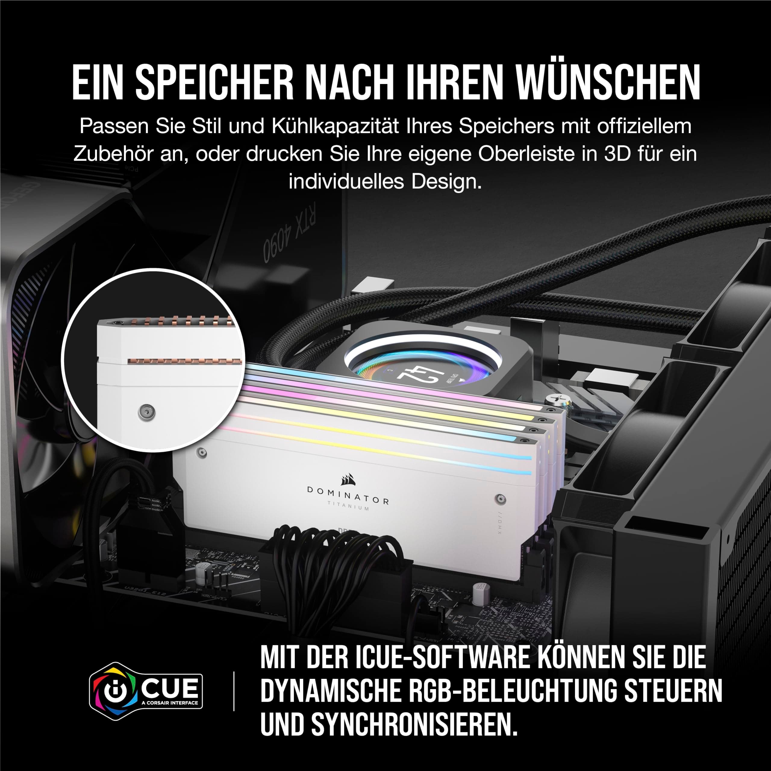 CORSAIR Dominator Titanium RGB DDR5 RAM 64GB (2x32GB) Bis zu 6400MHz CL32 Intel XMP 3.0 Desktop-Arbeitsspeicher – Weiß (CMP64GX5M2B6400C32W) 64GB (2x32GB) Weiß Bild 7
