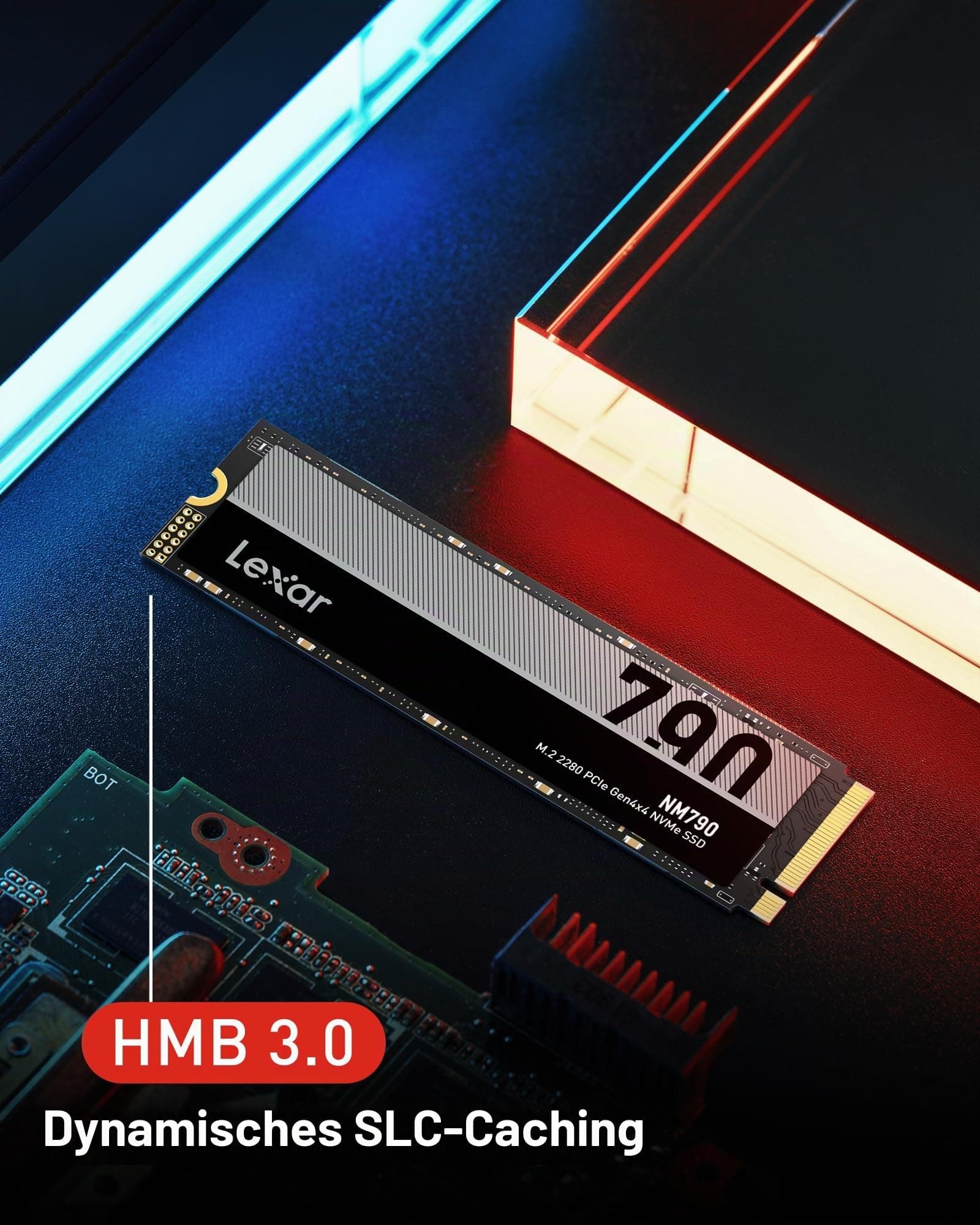 Lexar NM790 1TB Interne SSD, M.2 2280 PCIe Gen4x4 NVMe 1.4 , Bis zu 7400MB/s Lesen, 6500MB/s Schreiben, Solid-State-Laufwerk für PS5, PC, Laptop und Gamer (LNM790X001T-RNNNG) Bild 7