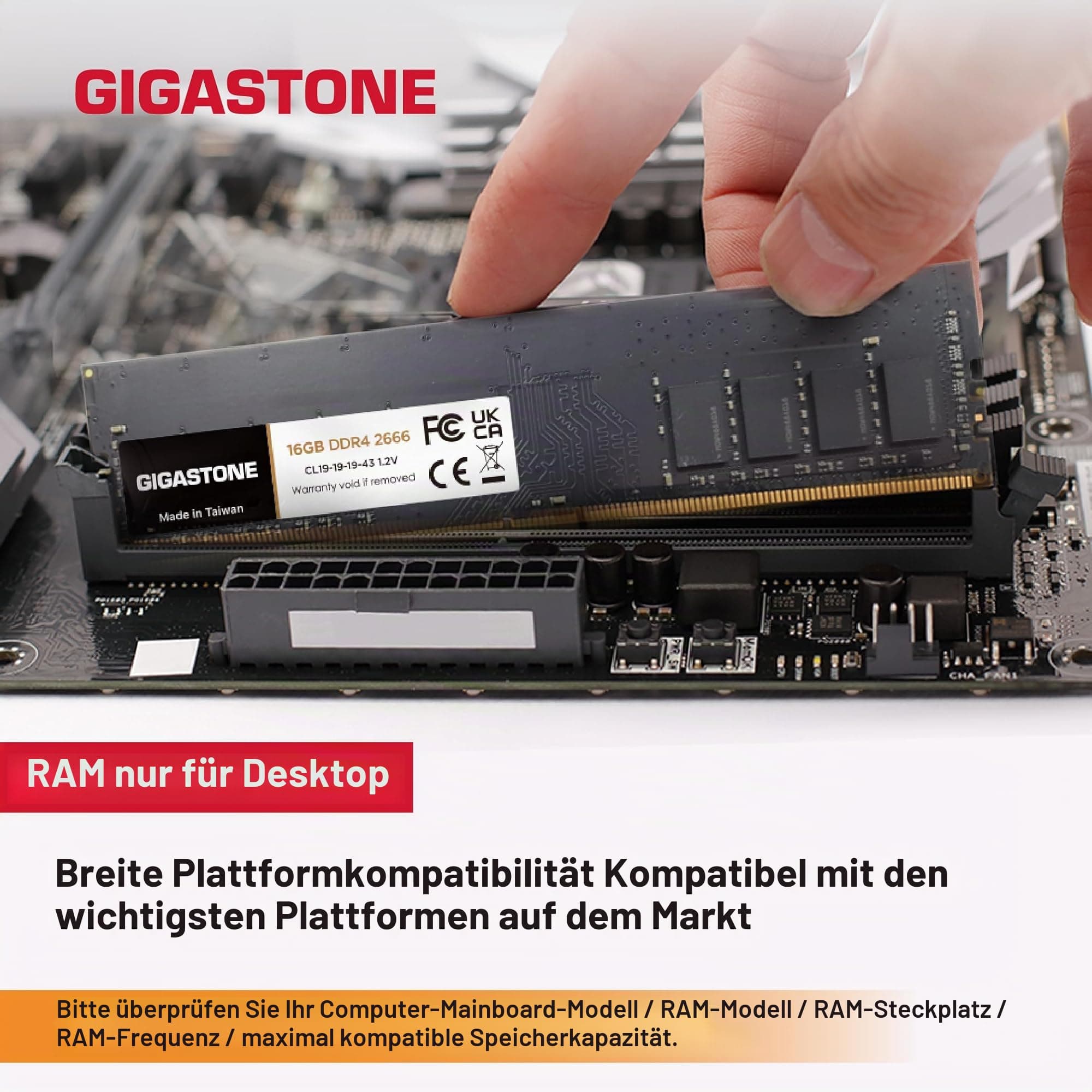 [DDR4 RAM] Gigastone Desktop RAM 32GB (2x16GB) DDR4 Ram 32GB DDR4-2666MHz PC4-21300 CL19 1.2V UDIMM 288 Pin/Polig Ungepuffert Nicht-ECC Computer Speicher RAM (Nur PC-Desktop) 32GB (2x16GB) 2 Pack DDR4 2666MHz für Desktop Bild 5