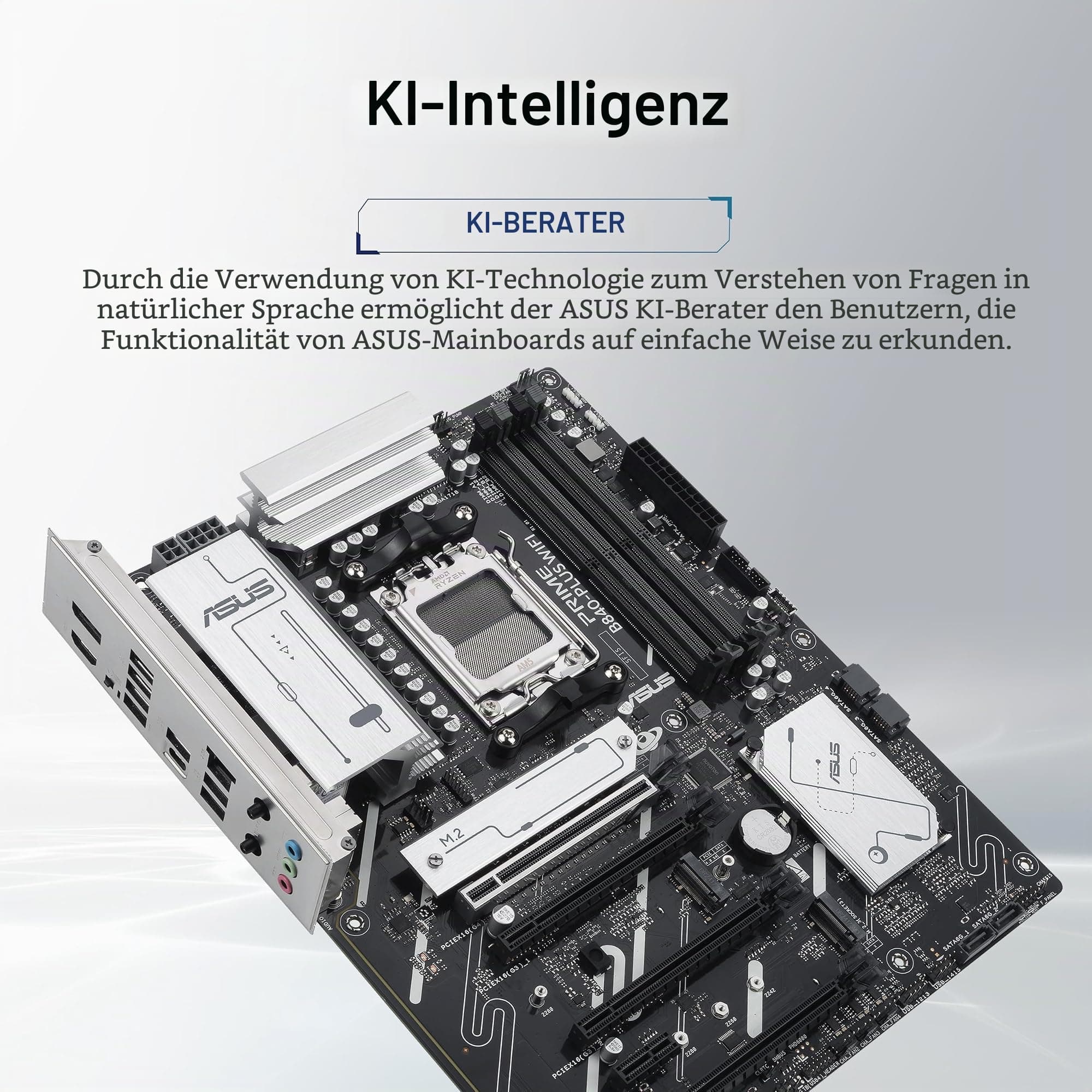 ASUS Prime B840-PLUS WiFi Mainboard Sockel AMD AM5 (AMD B840, ATX, DDR5 Speicher, 3X M.2, PCIe 4.0, WiFi 6E, Aura Sync) Bild 3