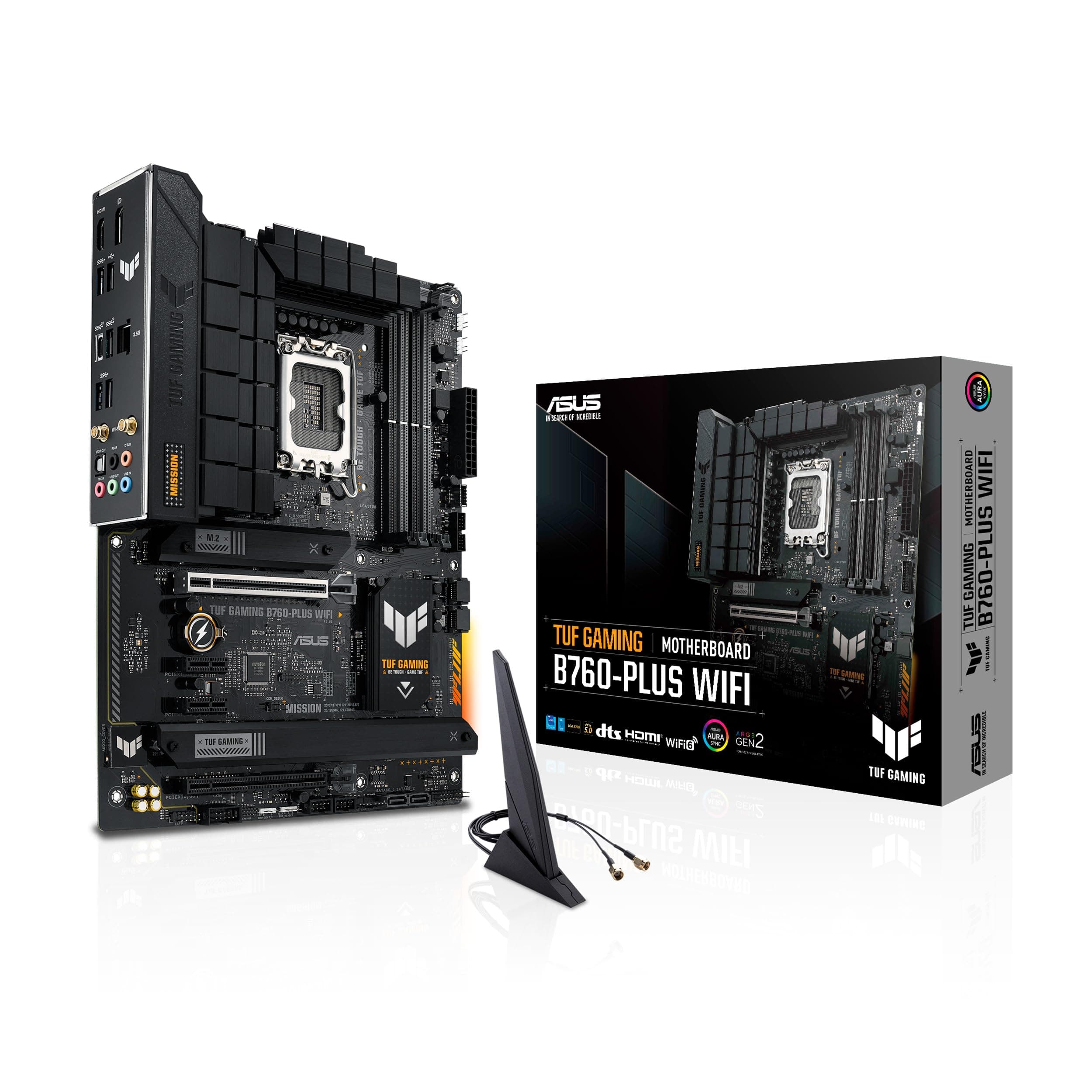 ASUS TUF GAMING B760-PLUS WIFI Motherboard ATX LGA1700-Sockel B760 Chipsatz USB 3.2 Gen 1 2 USB-C Gen2 2x2 2.5 Gigabit LAN Wi-Fi 6 Bluetooth Onboard-Grafik CPU erforderlich HD Audio 8-Kanal