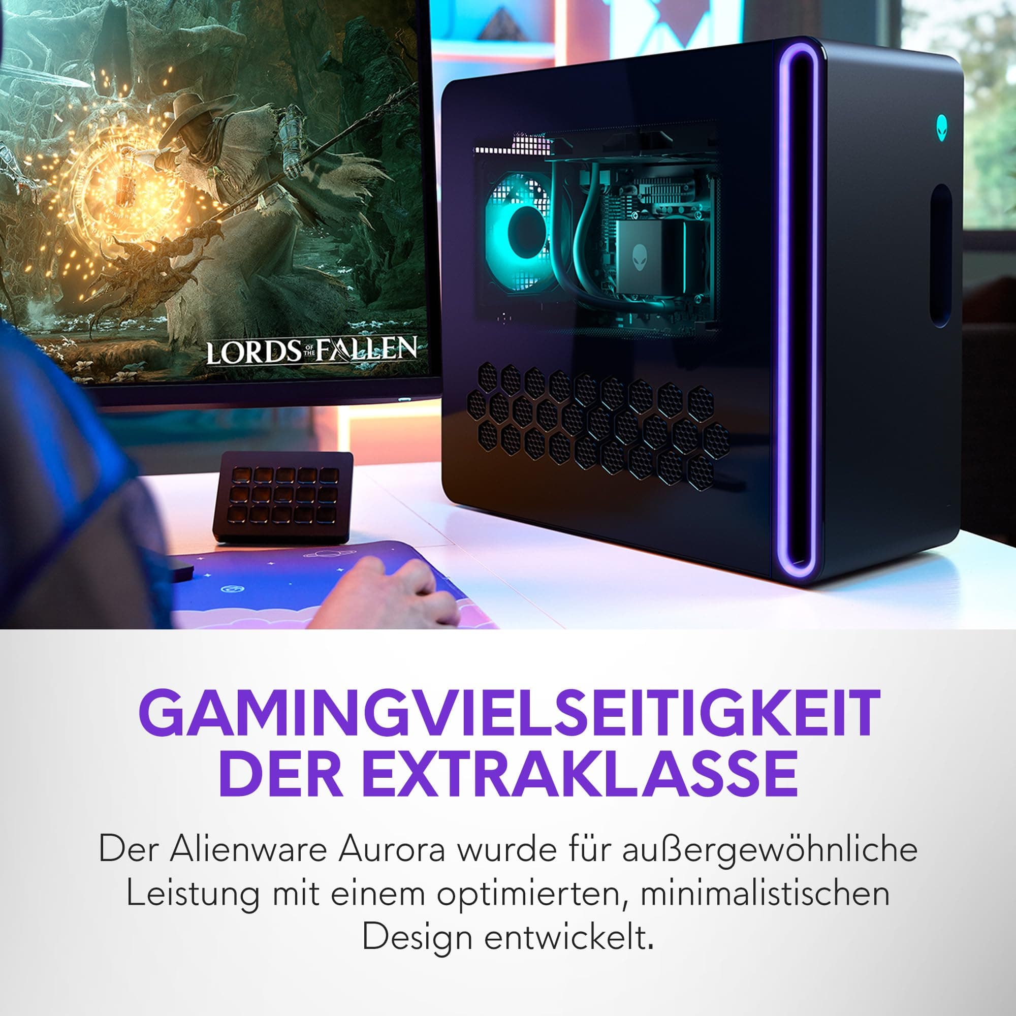 Alienware Aurora Gaming-PC ACT1250 – Intel Core Ultra 7 265KF Series 2, Nvidia GeForce RTX 5070, 32 GB DDR5, 1 TB SSD, Flüssigkühlung, 1000W Netzteil, Windows 11 Home, Seitenscheibe – Schwarz Basalt Intel Core Ultra 7 265KF 32 GB 1 TB NVIDIA RTX 5070 Bild 2