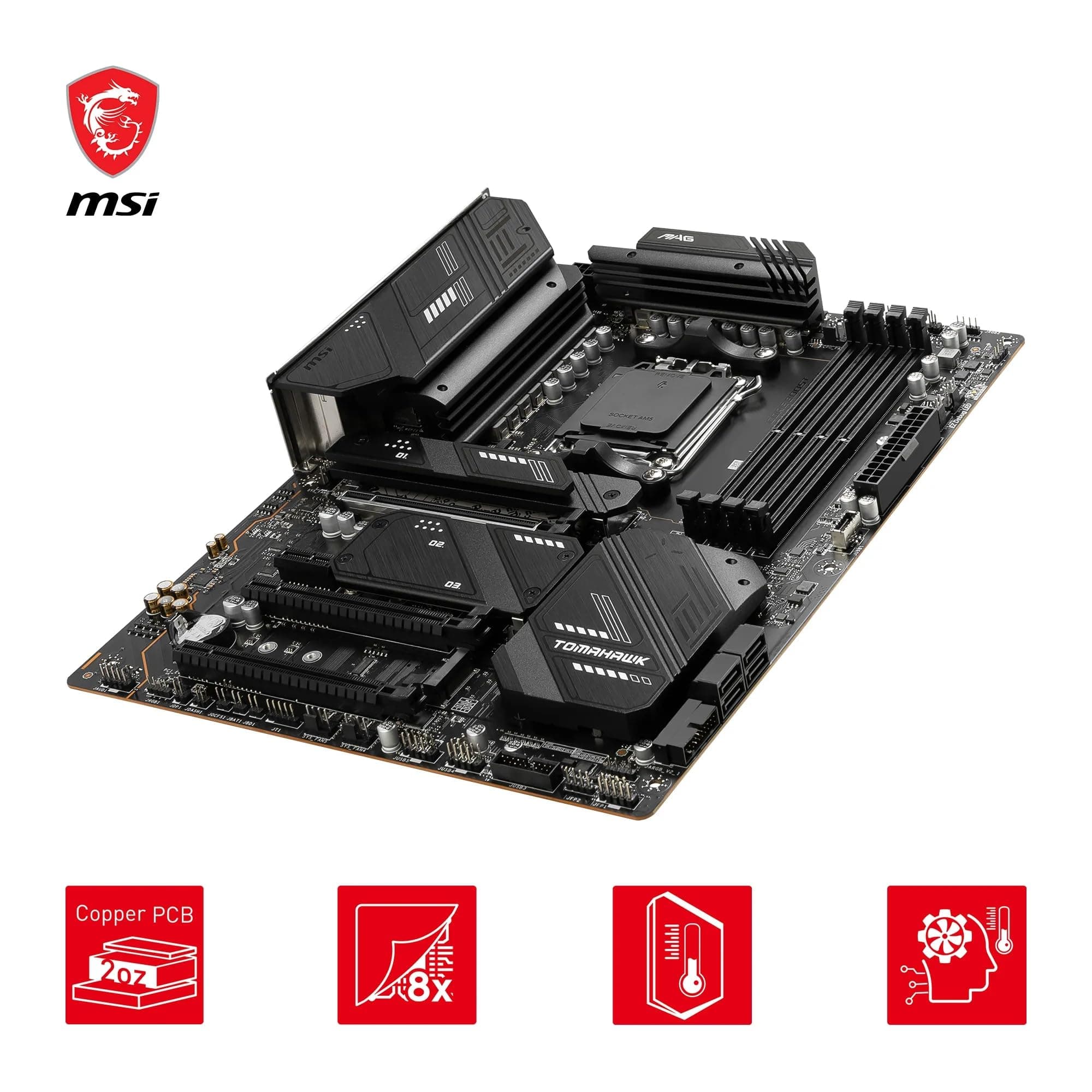 MSI MAG X670E Tomahawk WiFi Motherboard, ATX - Unterstützt Ryzen 9000, 8000 & 7000 Serie Prozessoren, AM5-80A SPS VRM, DDR5 Memory Boost 6600+MHz/OC, PCIe 5.0 x16, M.2 Gen5, Wi-Fi 6E Bild 7