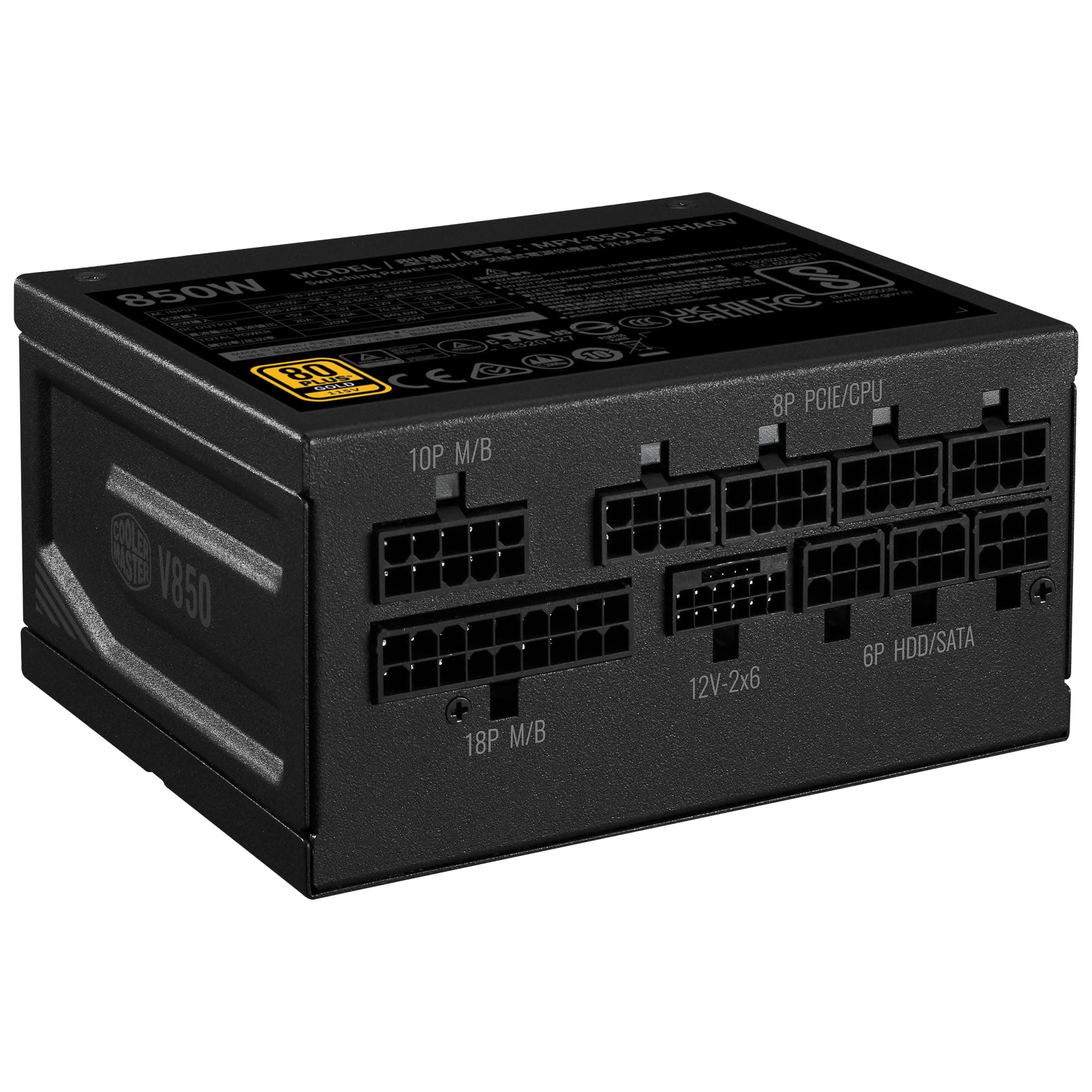 Cooler Master V850 SFX Gold ATX 3.1, EU-Stecker – 850 W 80 Plus Gold PC-Netzteil, vollmodulares Netzteil, SFF/mini-ITX-Netzteil, 92-mm-FDB-Lüfter, PCIe-5.1-Kabel, SFX-auf-ATX-Halterung - Schwarz Bild 5