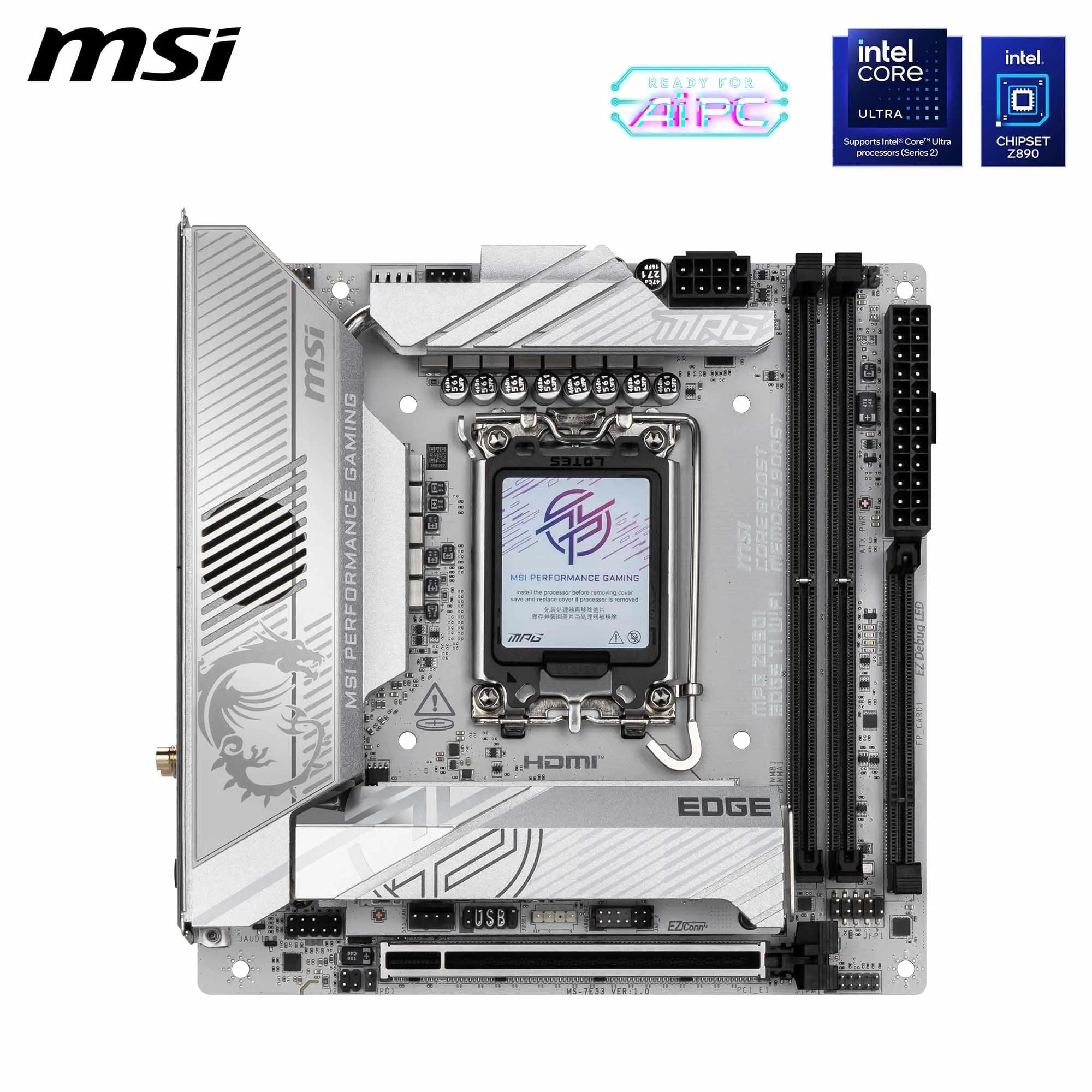 MSI MPG Z890I Edge TI WiFi Mainboard, Mini-ITX - Unterstützt Intel Core Ultra Prozessoren (Serie 2), LGA 1851-110A SPS VRM, DDR5 Memory Boost (8600+ MT/s OC), PCIe 5.0 x16, M.2 Gen5, Wi-Fi 7, 5G LAN Bild 3
