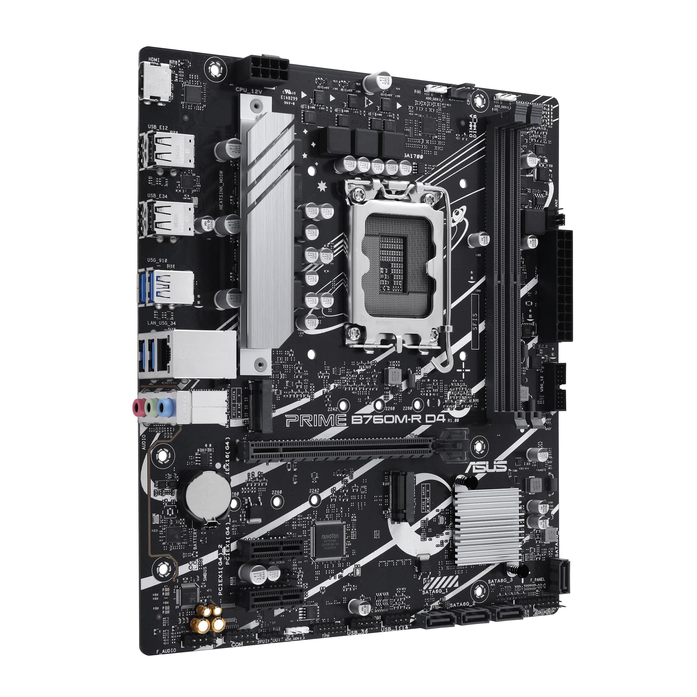 ASUS Prime B760M-R D4 Gaming Mainboard Sockel Intel LGA 1700 (microATX, PCIe 4.0, DDR4, 2.5Gb Ethernet, HDMI, SATA 6 Gbit/s, Aura Sync) Bild 3