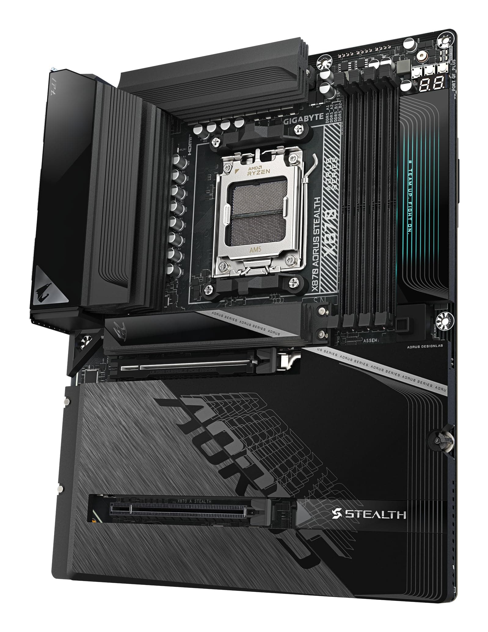 GIGABYTE X870 AORUS Stealth Mainboard - Unterstützt AMD Ryzen 9000 CPUs, digitales 16+2+2-Phasen-VRM, bis zu 8200MHz DDR5 (O.C.), 2xPCIe 5.0 + 2xPCIe 4.0, Wi-Fi 7, 5GbE LAN, USB 4 Bild 7