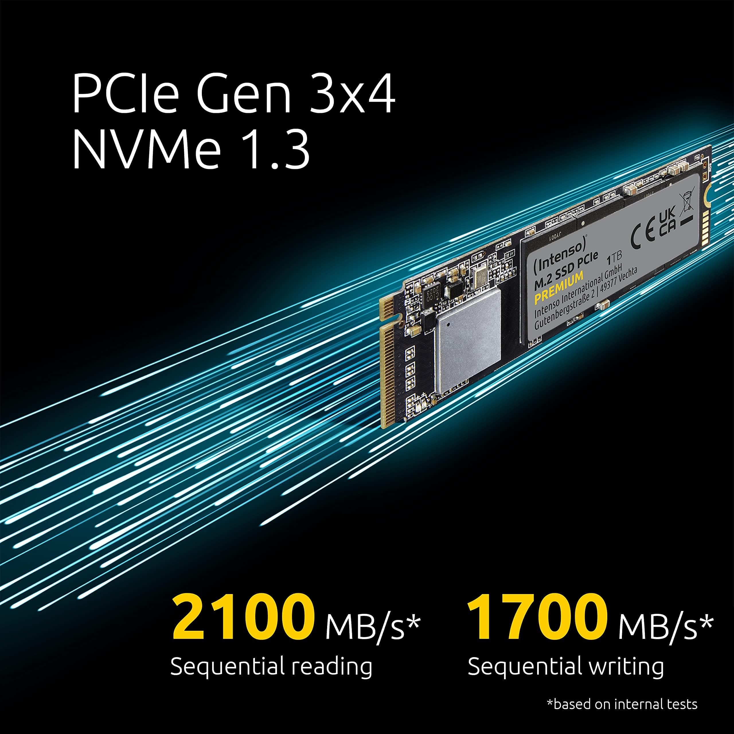 Intenso 500GB M.2 SSD PCIe Premium, bis zu 2100 MB/s, Festkörper-Laufwerk (PCI Express Gen.3x4 NVMe 1.3, Solid State Drive) 500GB M.2 PCIe Premium Bild 5