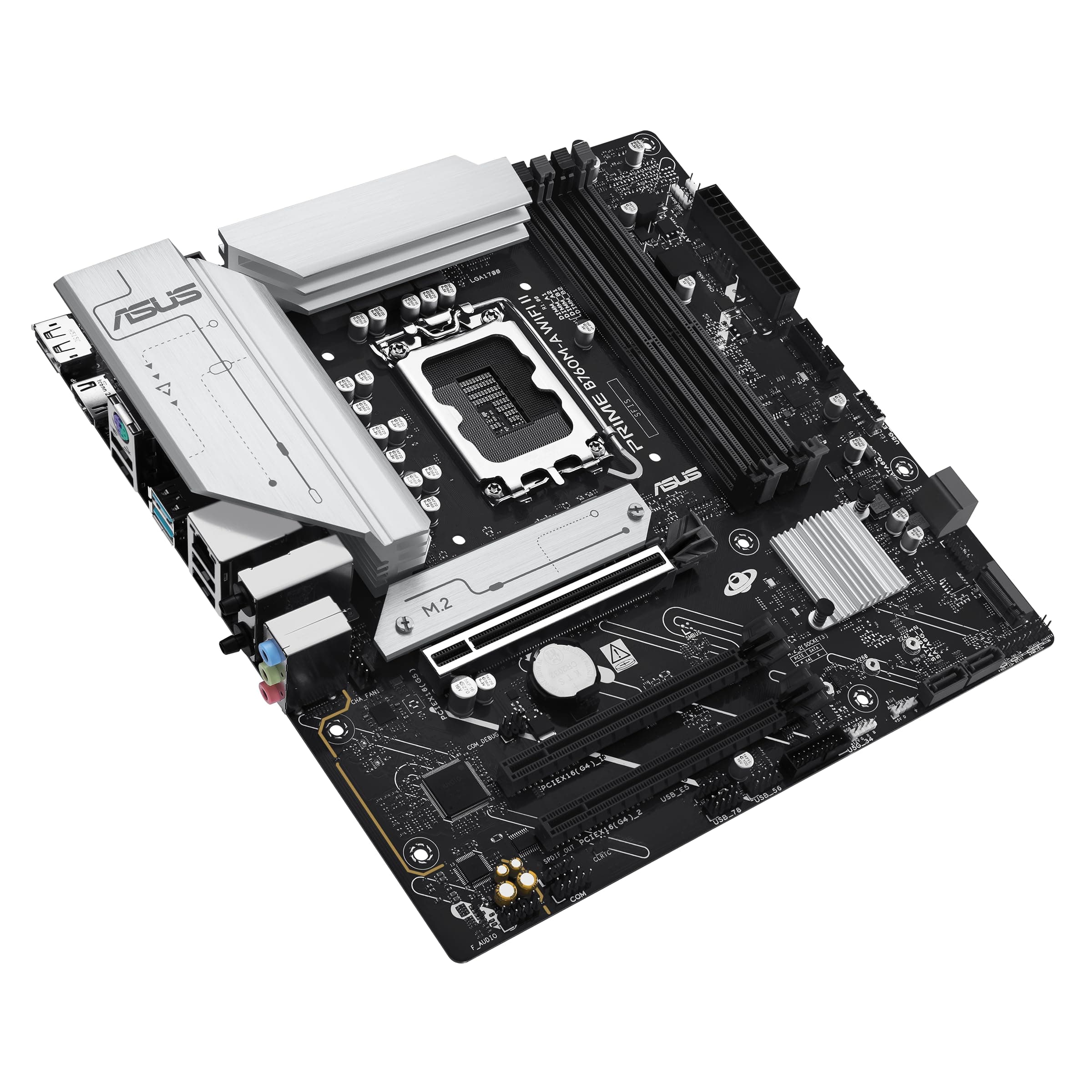 ASUS Intel B760 (LGA 1700) mATX-Mainboard (DDR5, PCIe 5.0 Ready, 2x M.2-Steckplätze, WIFI 6E, Realtek 2.5Gb Ethernet, DisplayPort, HDMI, SATA 6 Gbps, h. USB 10Gbps Type-A & v. USB 5Gbps Type-C, Aura S Bild 7