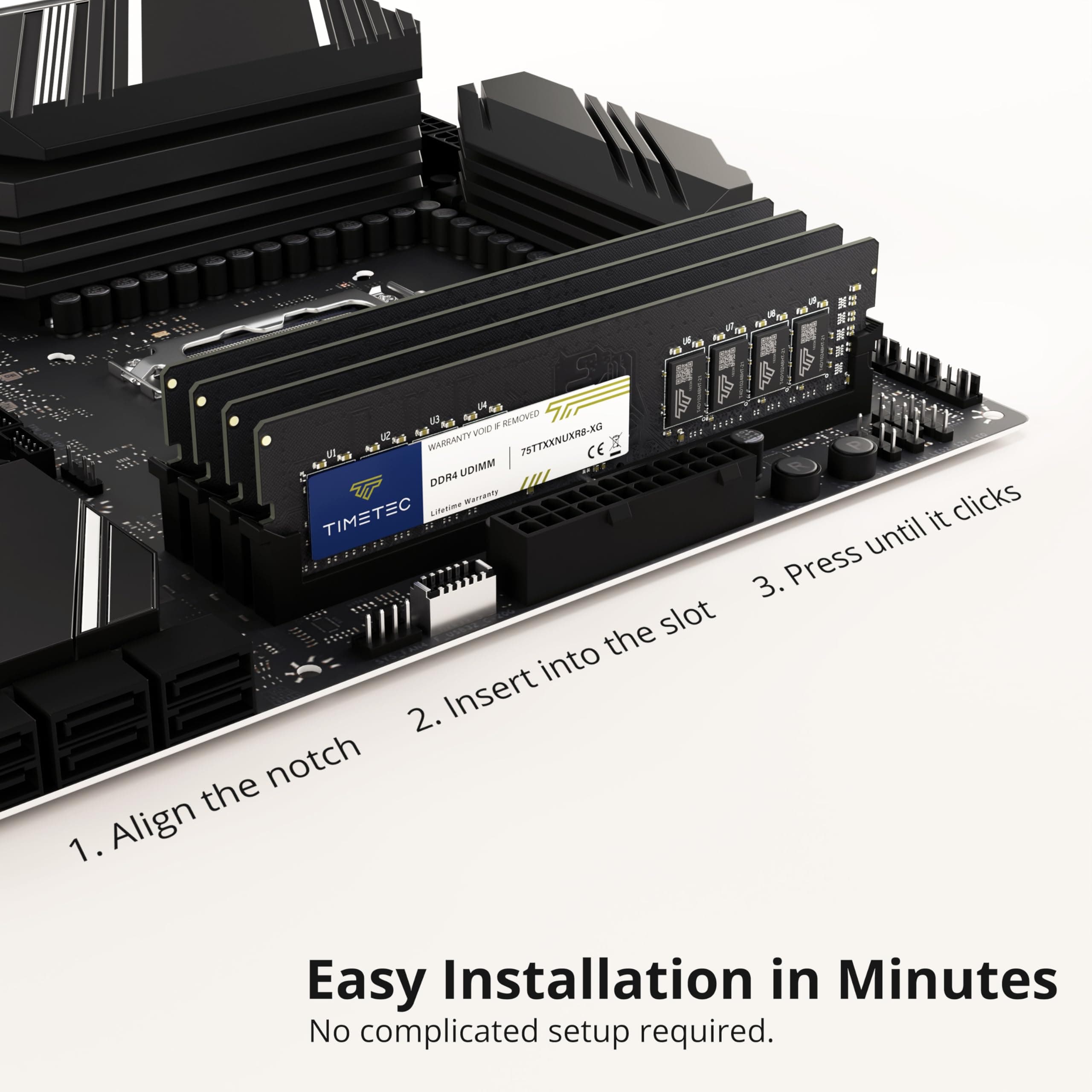 Timetec Premium 32 GB KIT (2x16 GB) DDR4 2400 MHz (PC4-2400T) PC4-19200 UDIMM für Desktop-PCs – Non-ECC Unbuffered, 288-Pin, 1,2 V, CL17 DIMM-Speichermodul Dual Rank 32GB KIT(2x16GB) Premium Bild 8