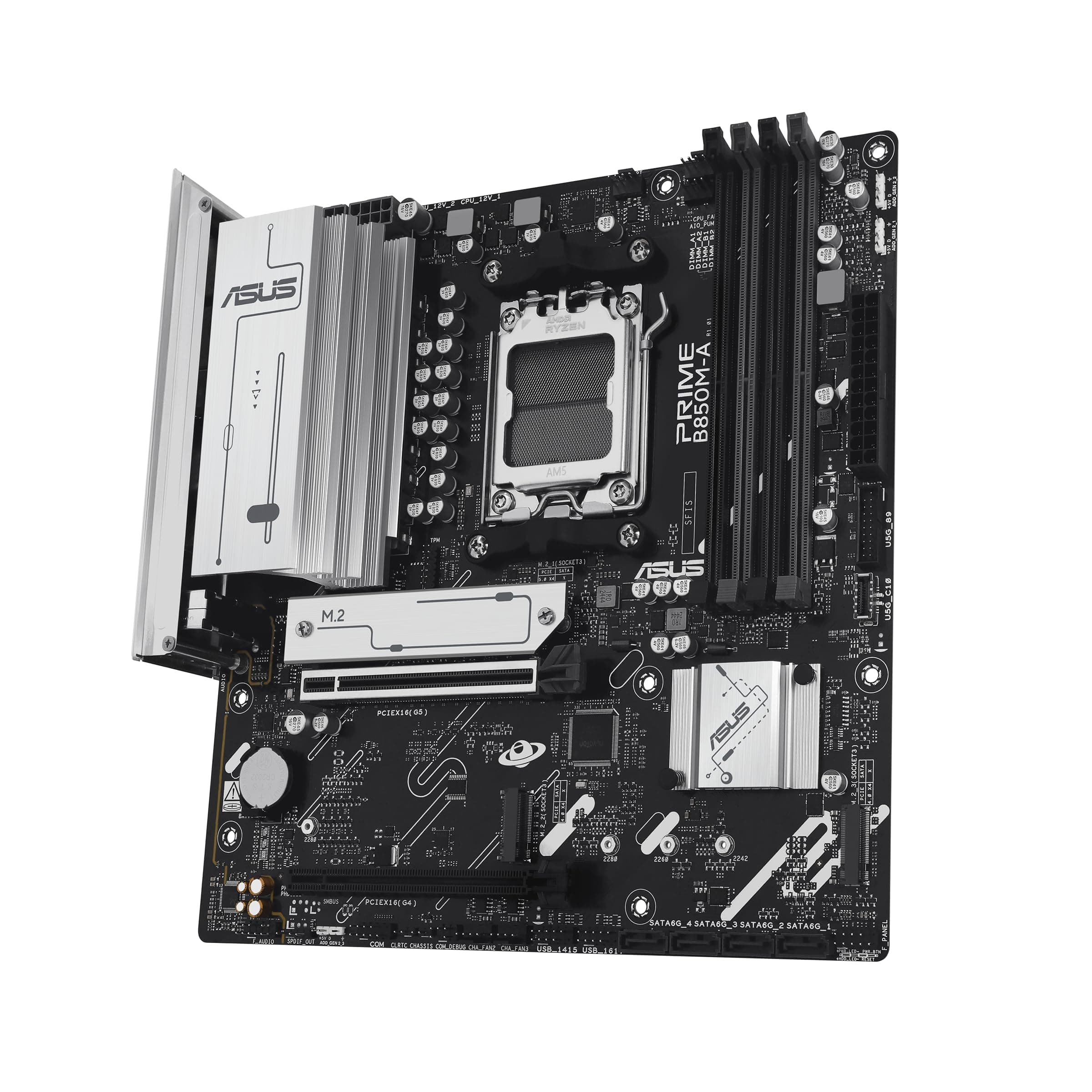 ASUS Prime B850M-A-CSM Mainboard Sockel AMD AM5 (microATX, DDR5, PCIe 5.0, 3X M.2 Slots, Realtek 2.5Gb Ethernet, DisplayPort, HDMI, BIOS Flashback, Aura Sync, Control Center Express) B850 Micro-ATX M-A-CSM Bild 5