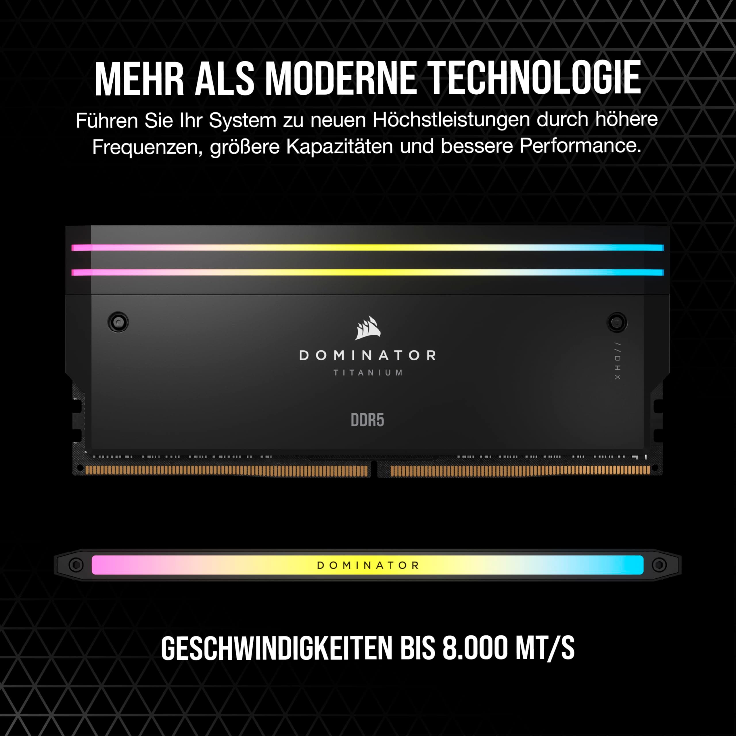 CORSAIR Dominator Titanium RGB DDR5 RAM 32GB (2x16GB) Bis zu 6400MHz CL32 Intel XMP 3.0 Desktop-Arbeitsspeicher – Schwarz (CMP32GX5M2B6400C32) 32GB (2x16GB) Schwarz Bild 5