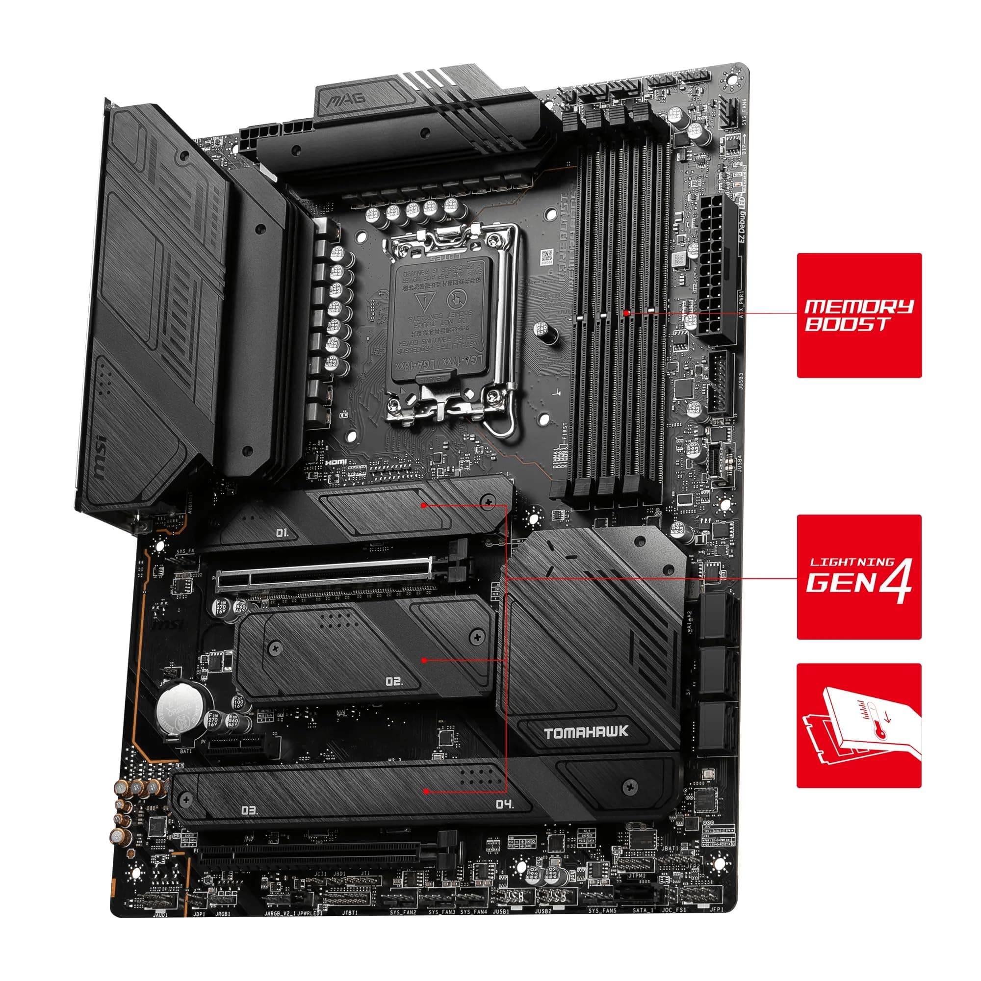MSI MAG Z790 Tomahawk WiFi Mainboard, ATX - Unterstützt Intel Prozessoren der 12., 13. & 14. Gen, LGA 1700-90A SPS VRM,DDR5 Memory Boost 7200+MHz/OC, PCIe 5.0 & 4.0 x16,4 x M.2 Gen4,Wi-Fi 6E Bild 5