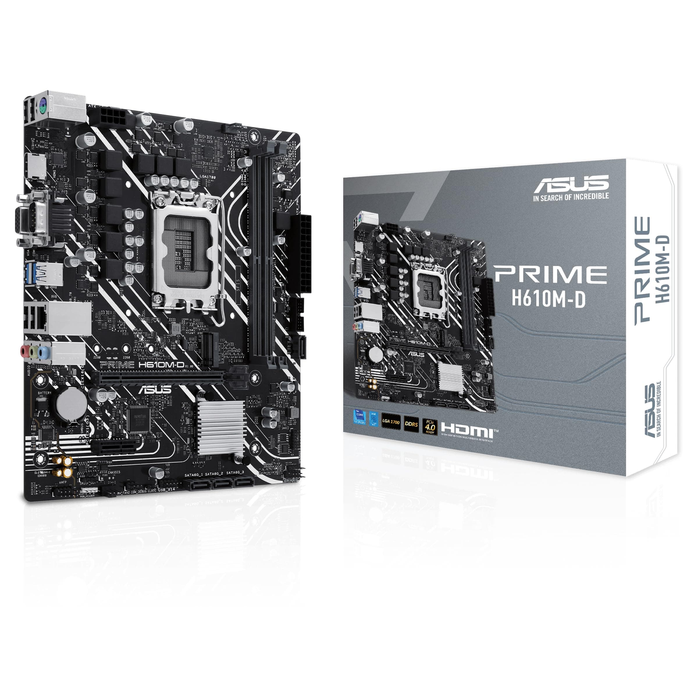 ASUS Prime H610M-D Gaming Mainboard Sockel Intel LGA 1700 (Micro-ATX, DDR5, PCIe 4.0, M.2, HDMI, VGA, USB 3.2 Gen 1, SATA 6Gbit/s, COM Port, RGB Header) Bild 2