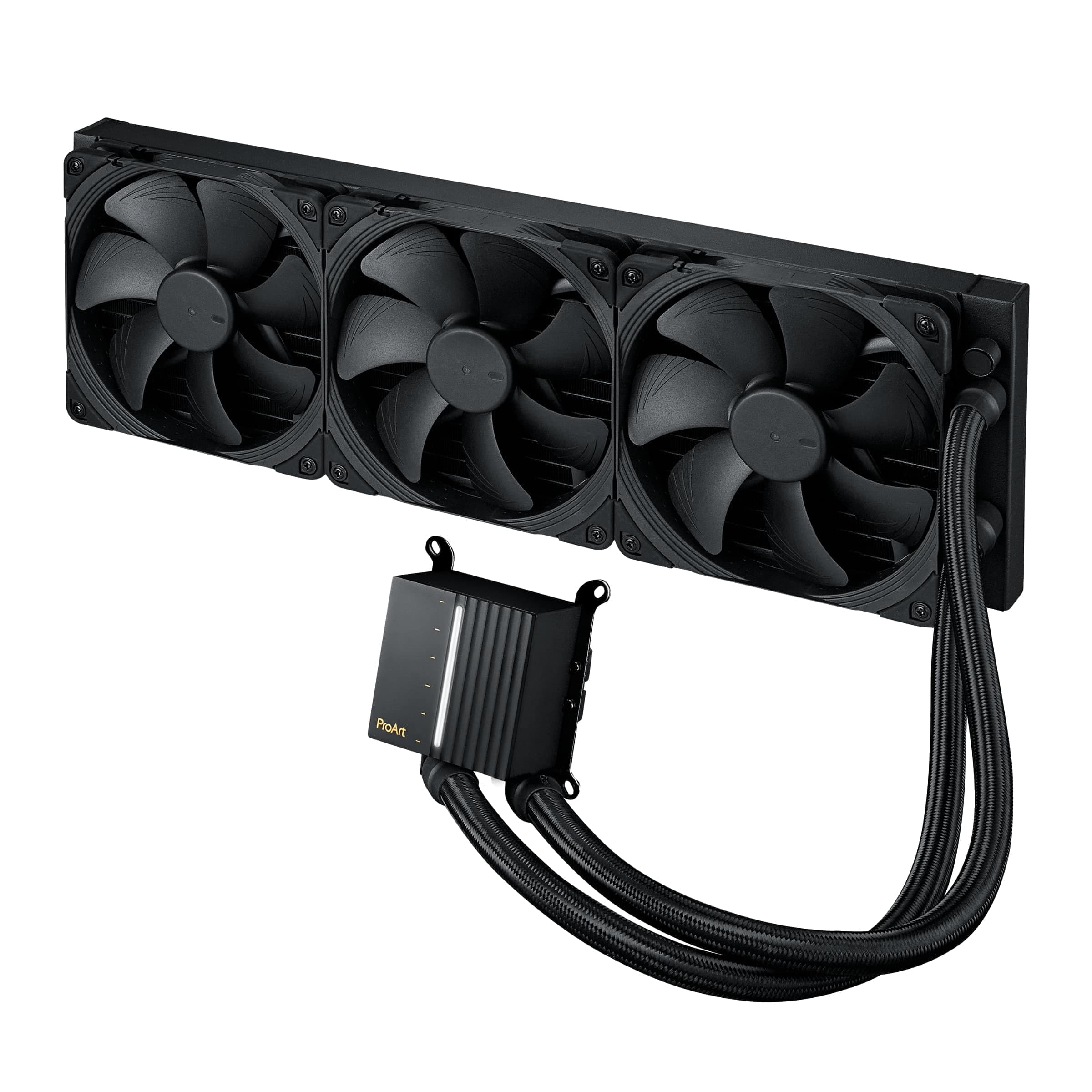 ASUS ProArt LC 420 All-in-One CPU-Wasserkühler (beleuchtete Systemstatusanzeige, 3x Noctua NF-A14 industrialPPC-2000 PWM 140mm Radiatorlüfter, 450 mm verstärkte, gesleevte Schläuche, schwarz) Bild 2
