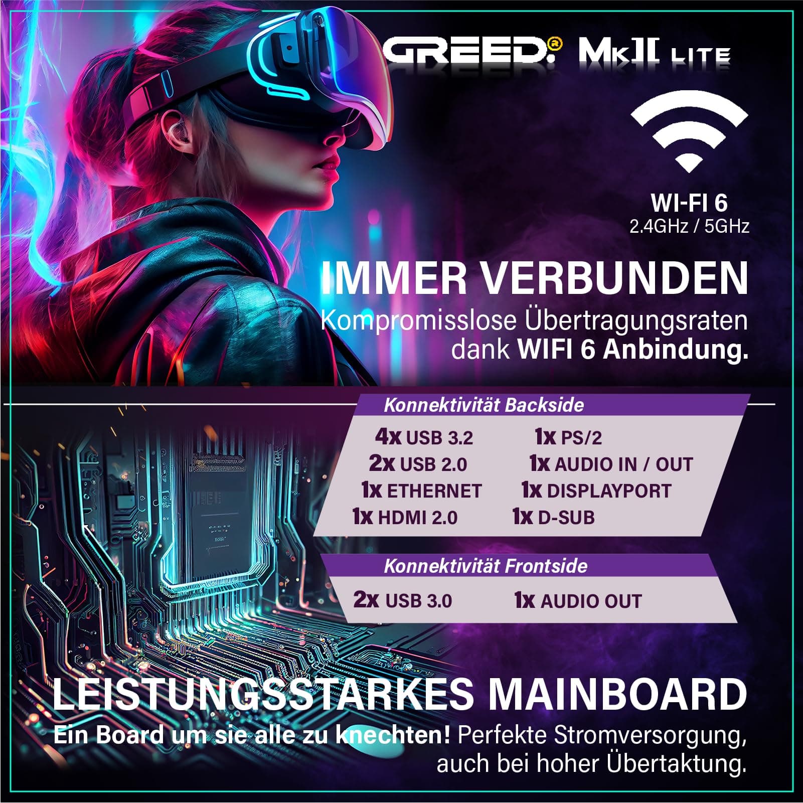 Greed® MK2 Lite - Entry Gaming PC mit AMD Ryzen 5 4600G + Radeon Vega 7 - Ultra Schneller RGB Computer + 4K Raytracing Rechner mit 4,2 GHZ - 16 GB DDR4 RAM - 512 GB SSD - WLAN + W11 Pro MK2 LITE | Entry AMD 16GB Bild 6