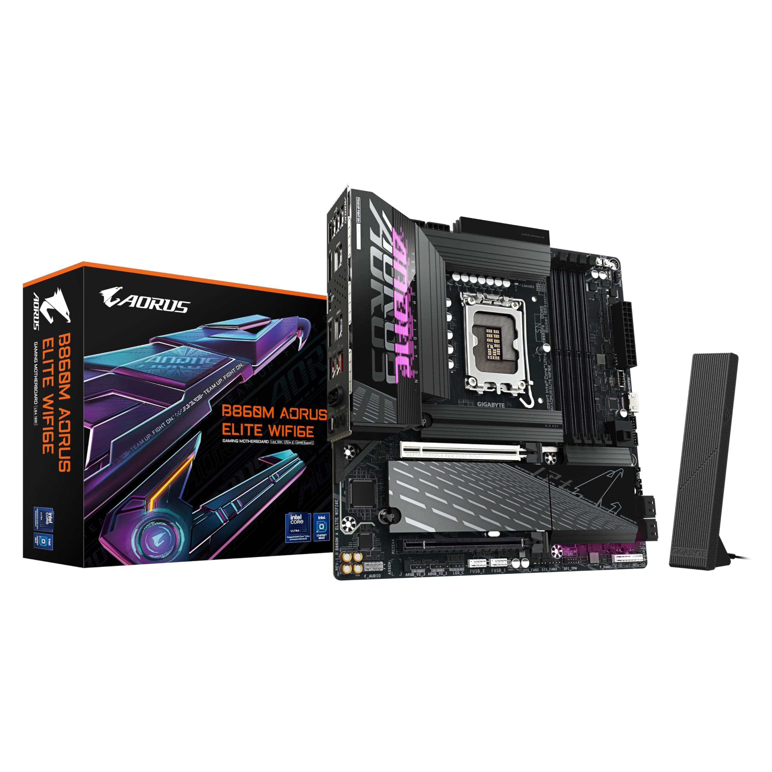 GIGABYTE B860M AORUS Elite WIFI6E Mainboard - Intel Core Ultra CPUs, 12+1+2+1 Phasen VRM, bis zu 9200MHz DDR5, 1xPCIe 5.0 + 2xPCIe 4.0 M.2, 2,5 GbE LAN, WiFi 6E, Thunderbolt Bild 2