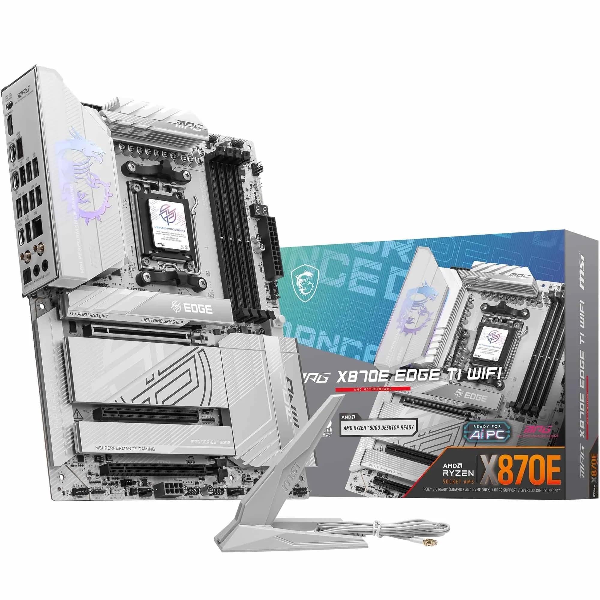 MSI MPG X870E Edge TI WiFi Mainboard, ATX - Unterstützt AMD Ryzen 9000/8000 / 7000 Prozessoren, AM5-80A SPS VRM, DDR5 Memory Boost 8400+MT/s (OC), PCIe 5.0 x16, M.2 Gen5, Wi-Fi 7, 5G LAN Bild 2