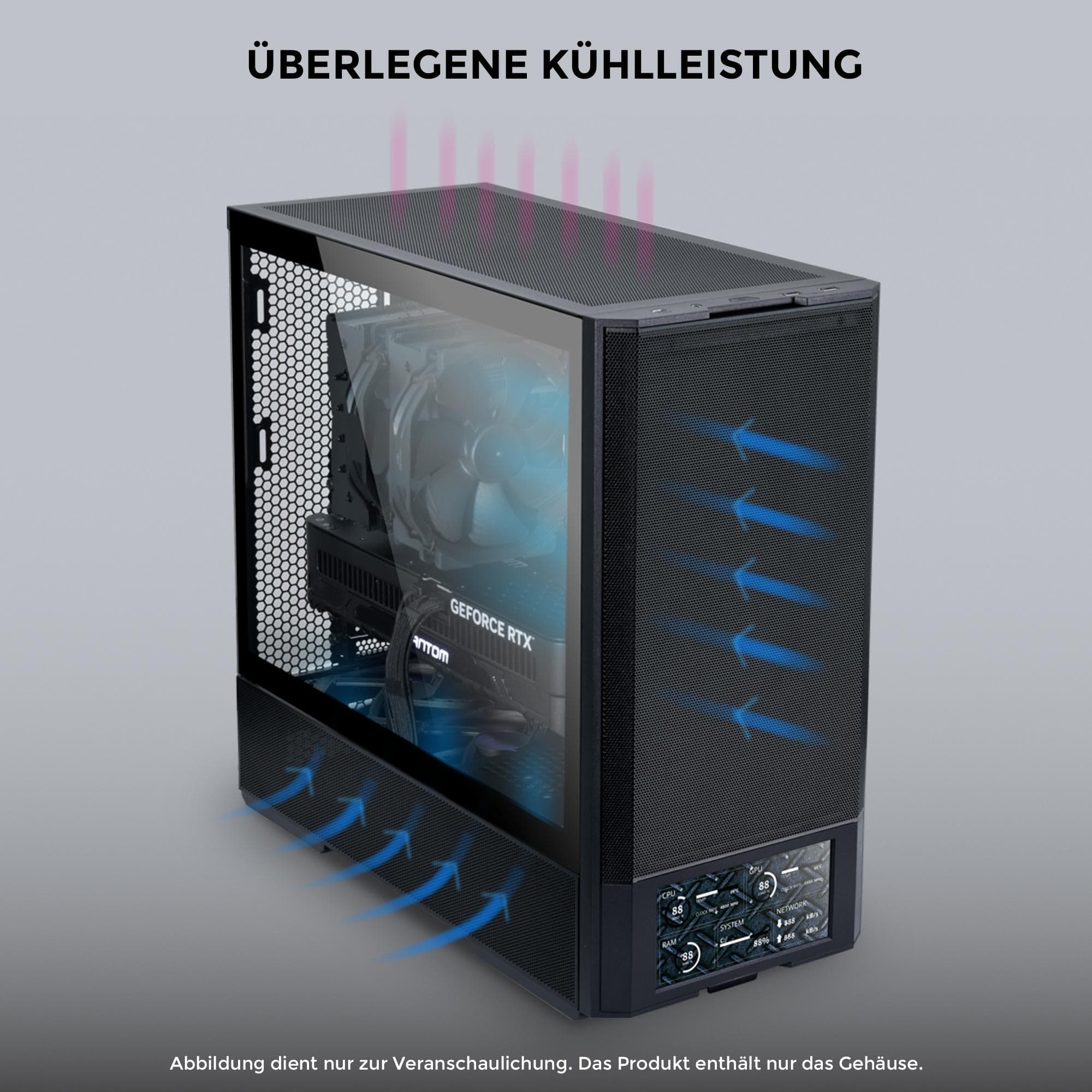 Lian Li LANCOOL 207 Digital Gaming PC Gehäuse ATX Schwarz - Midi Tower mit LCD-Bildschirm, Grafikkarten bis 375 mm, Radiator bis zu 360 mm Bild 5