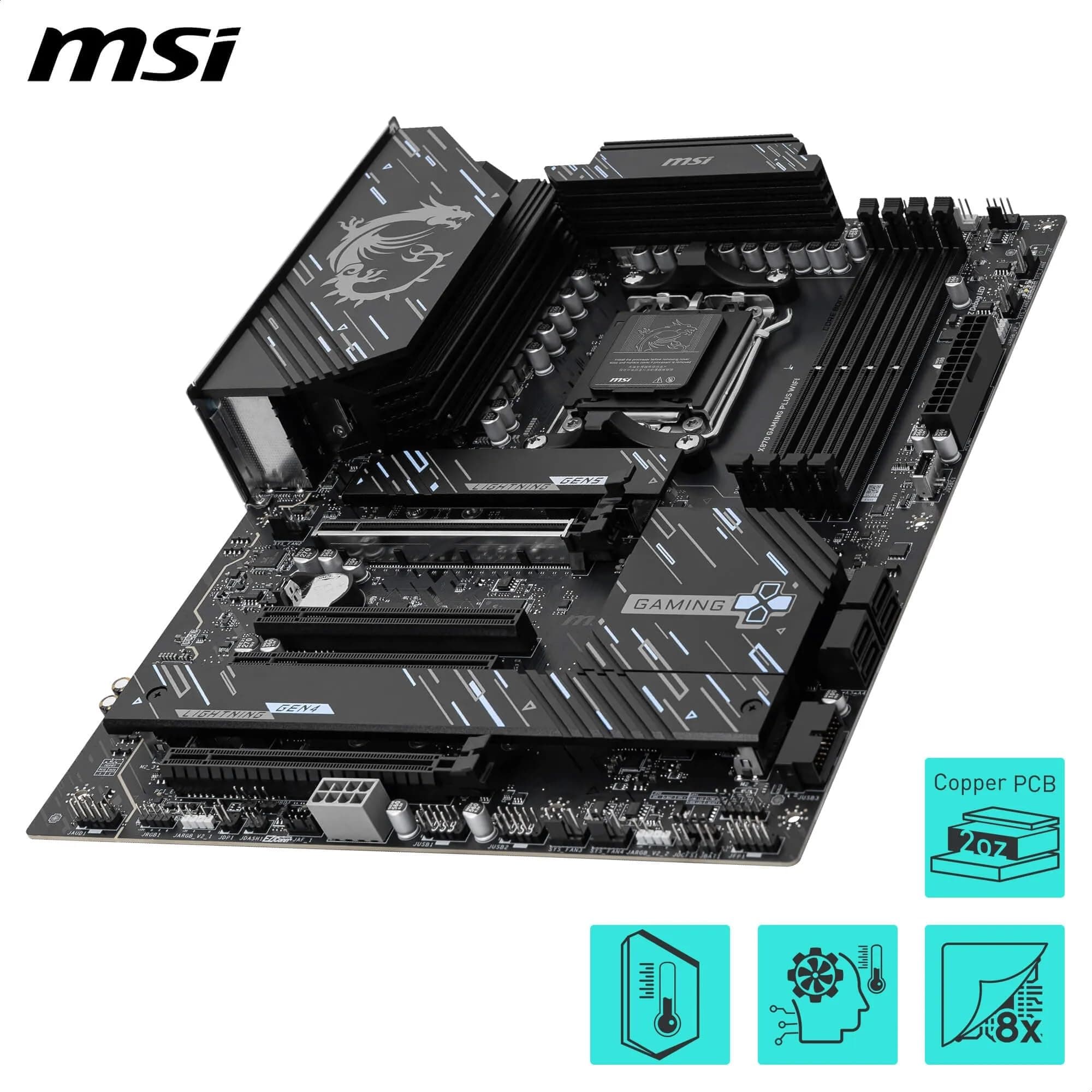 MSI X870E Gaming Plus WiFi Mainboard, ATX - Unterstützt AMD Ryzen 9000/8000 / 7000 Prozessoren, AM5-60A SPS VRM, DDR5 Memory Boost 8200+ MT/s (OC), PCIe 5.0 x16 & 4.0 x4, M.2 Gen5, Wi-Fi 7, 5G LAN Bild 7