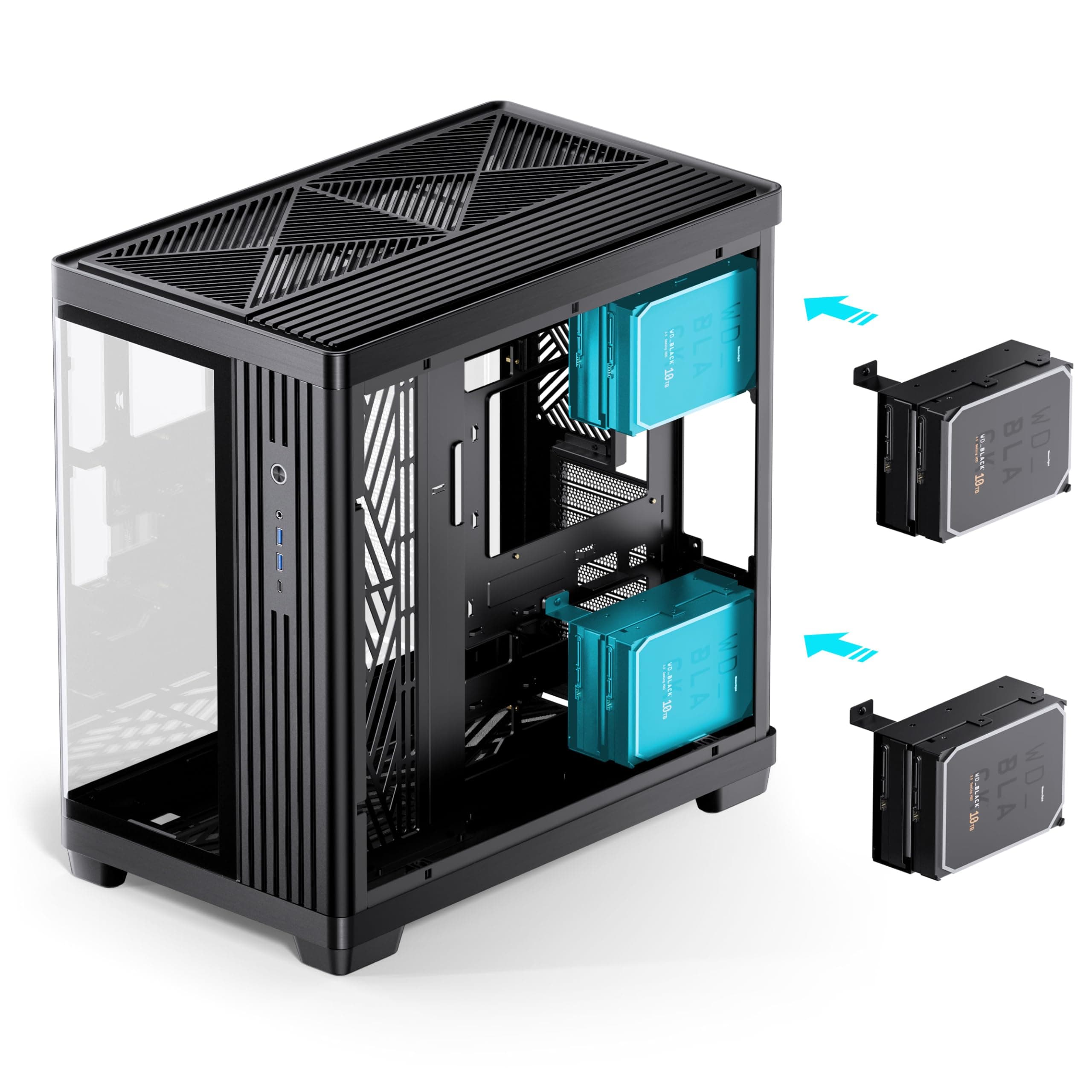 Jonsbo TK-4 PC-Gehäuse Schwarz | ATX Midi-Tower mit Panoramic Tempered Glass für 420 mm Radiatoren & 460 mm GPUs – Ready für Custom Loops Bild 5