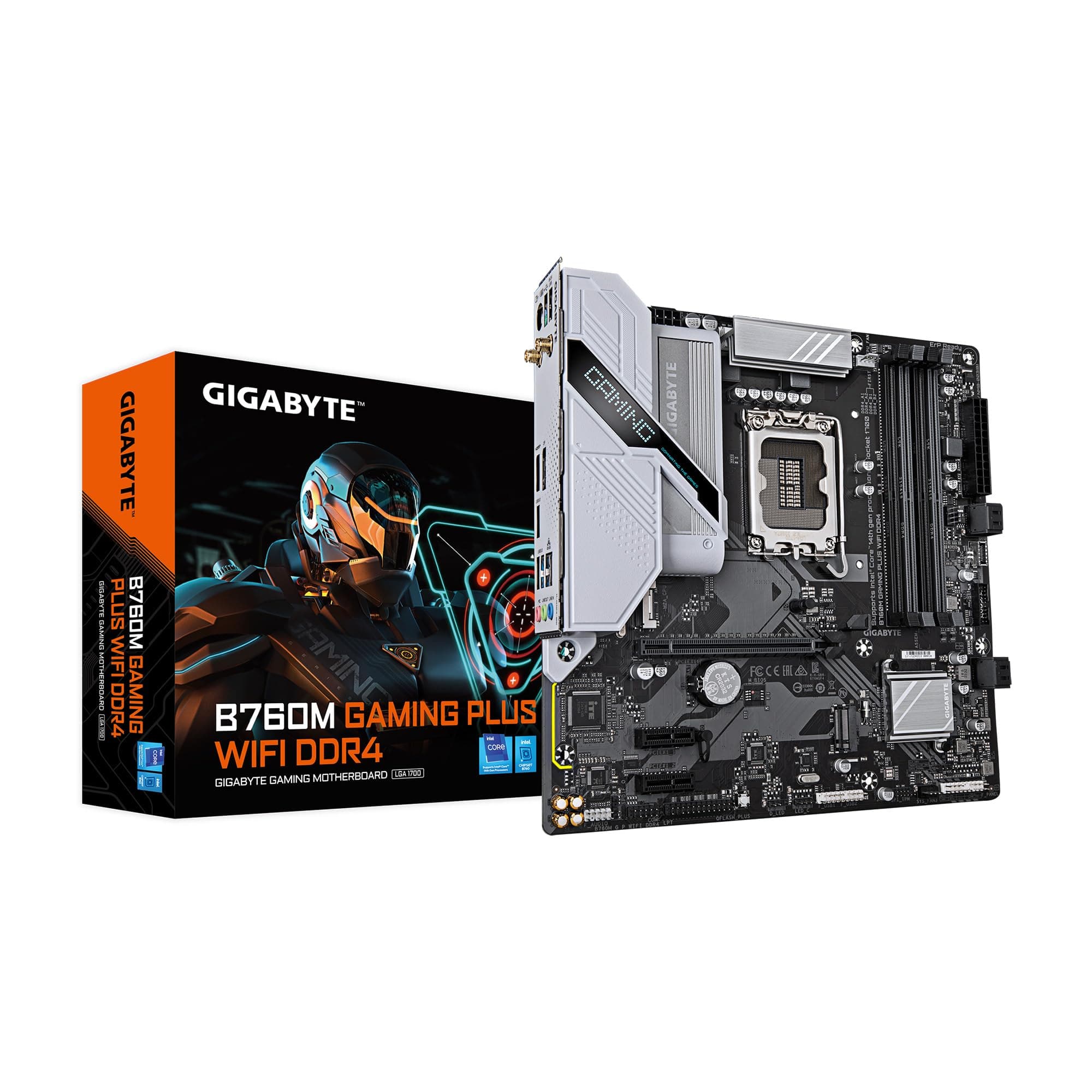 GIGABYTE B760M Gaming Plus WiFi DDR4 LGA 1700 Intel B760 M-ATX Motherboard mit DDR4, 2* M.2, PCIe 4.0, Front USB 3.2 Gen 1 Type-C, WiFi 6 GbE LAN, Q-Flash Plus, PCIe EZ-Latch Bild 2